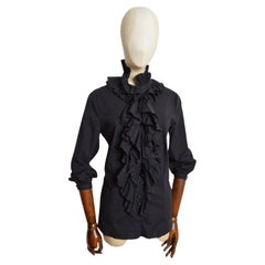 A/W 2005 Emmanuel Ungaro Chemise victorienne noire à col roulé