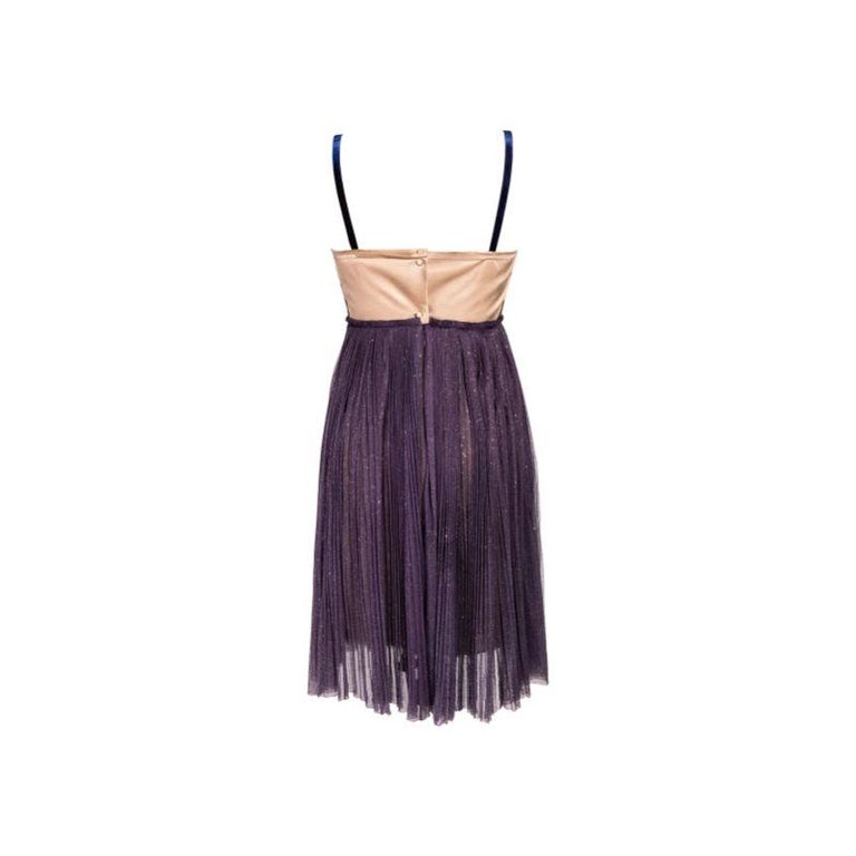 A/W 2005 Lanvin by Alber Elbaz Crystal Bodice Pleated Tulle Mini Dress In Good Condition For Sale In North Hollywood, CA