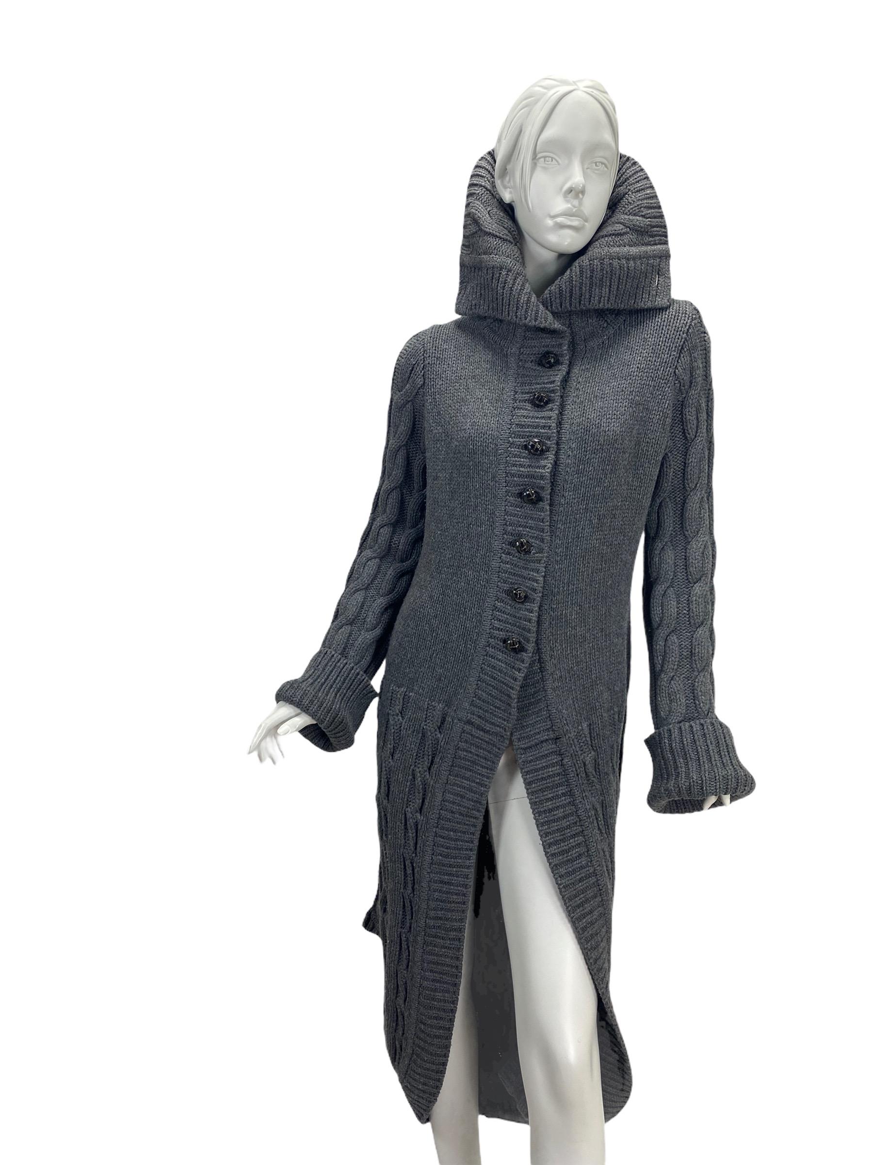 Black A/W 2006 ALEXANDER McQUEEN The Widows of Culloden Knit Convertible Cardigan Coat For Sale