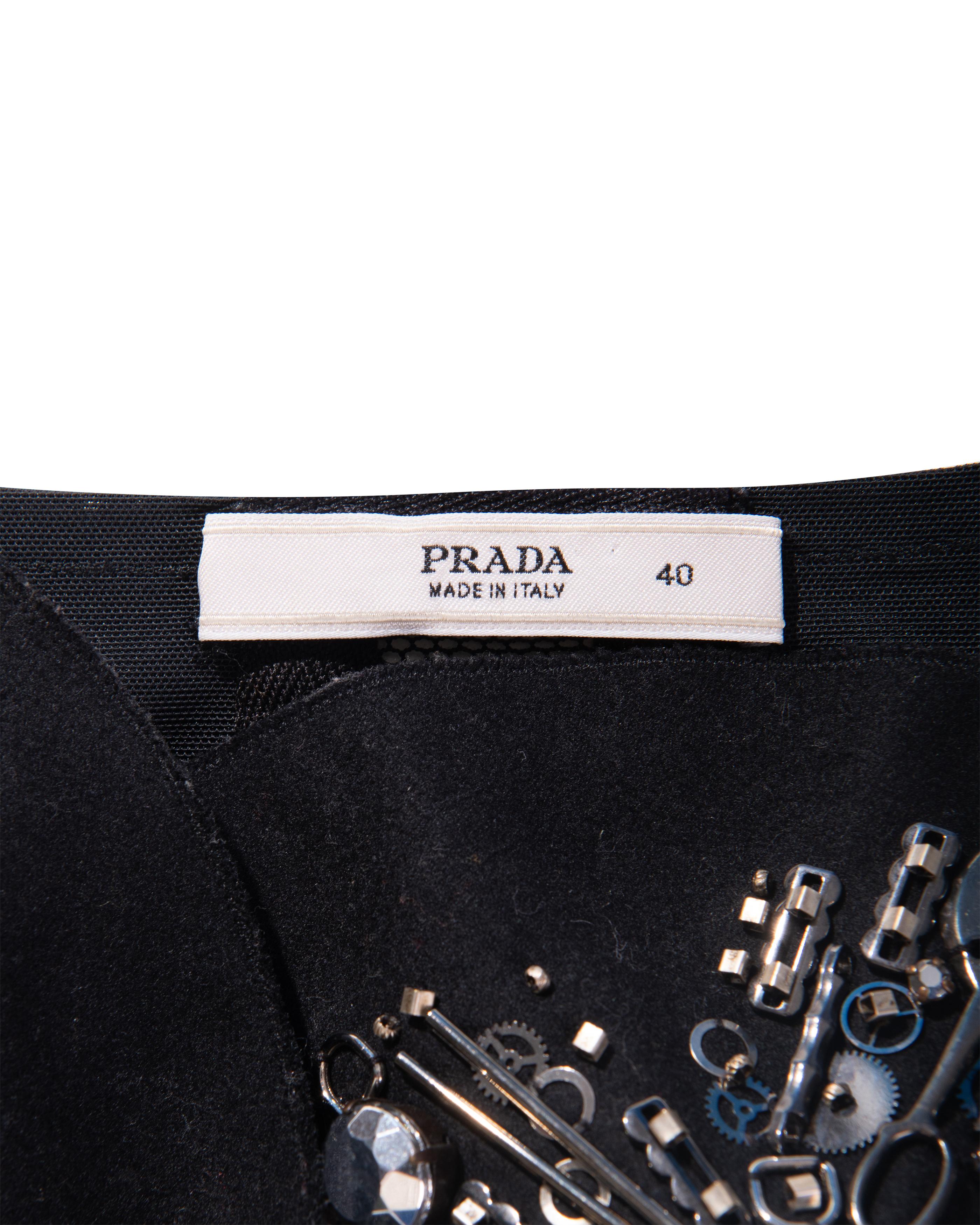 A/W 2006 Prada by Miuccia Prada Black Bustier with Silver Gear Embellishments 8