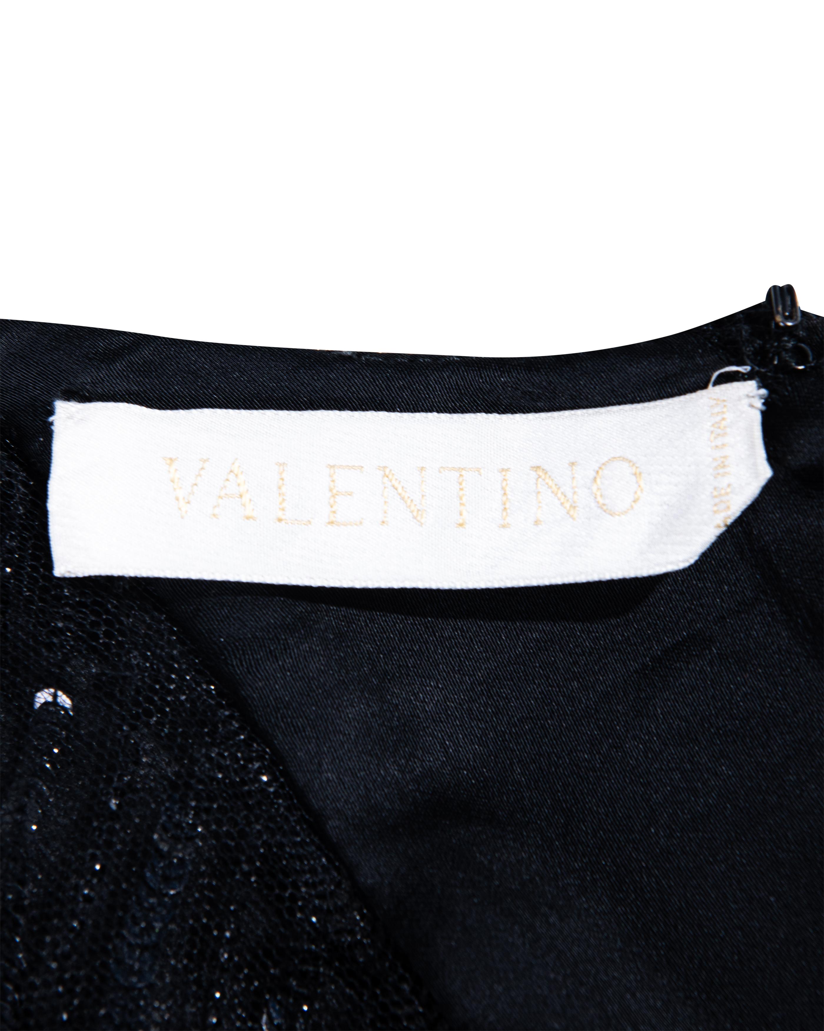 A/W 2006 Valentino Black Silk Embellished Floral Asymmetrical Gown 8