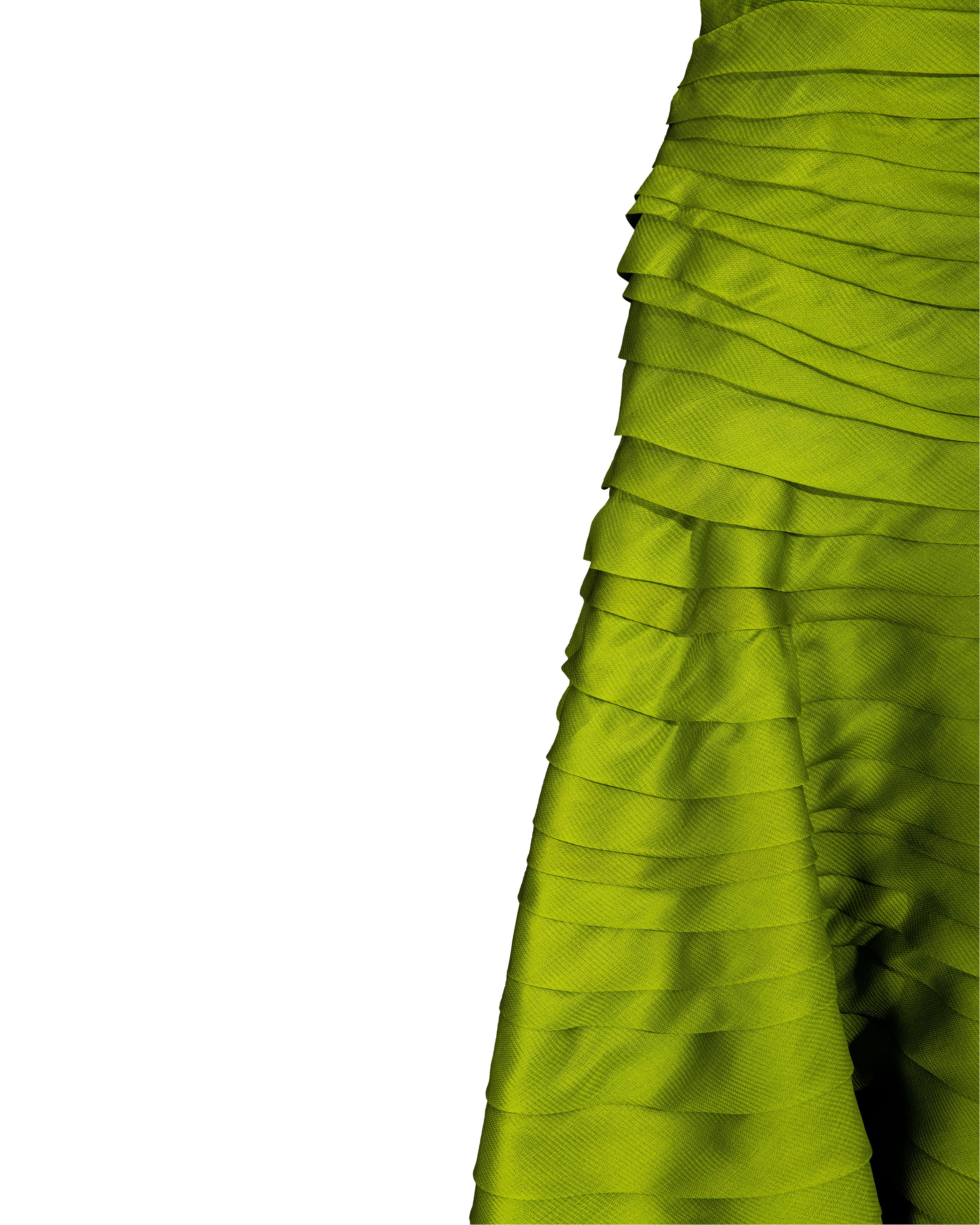 A/W 2007 Christian Dior by John Galliano Green Strapless Pleated Gown 5