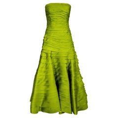 A/W 2007 Christian Dior by John Galliano Green Strapless Pleated Gown
