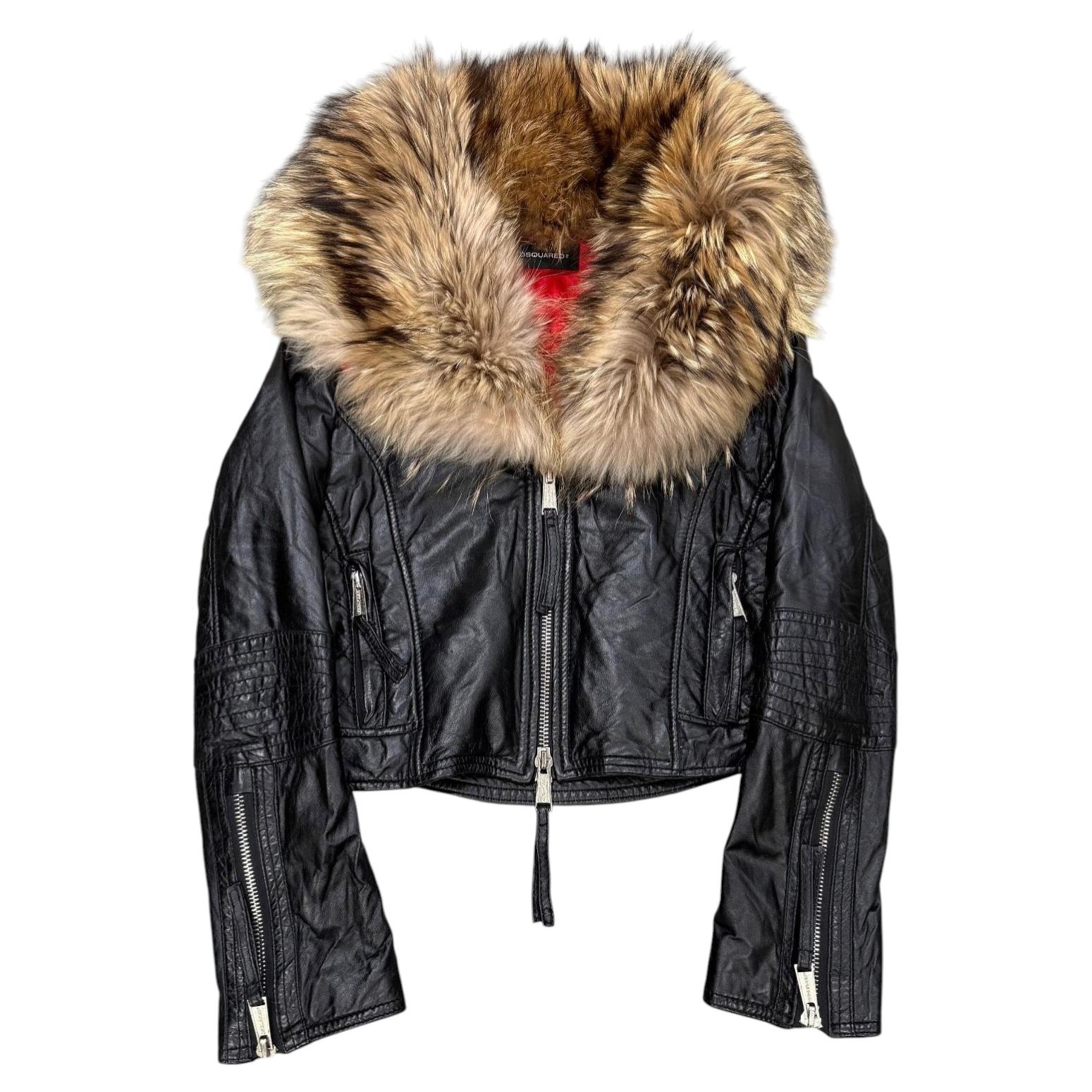 A/W 2007 Dsquared2 oversized fur collar moto jacket
