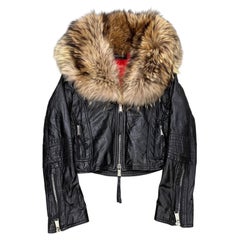 A/W 2007 Dsquared2 oversized fur collar moto jacket