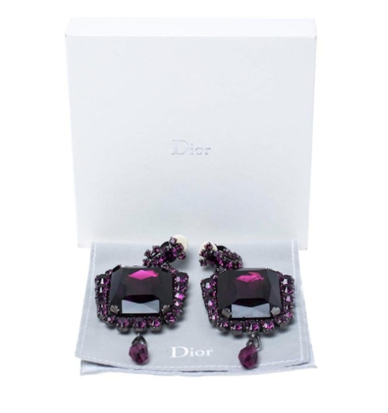 A/W 2007 Runway John Galliano for Dior Crystal Drop Earrings For Sale 1