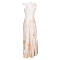 A/W 2008 Issey Miyake White and Cream Geometric Sleeveless Gown