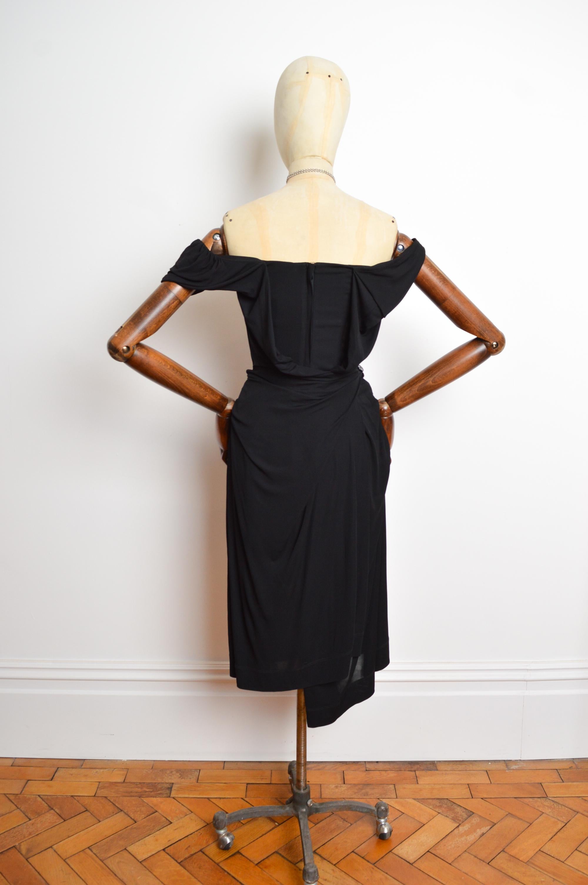 A/W 2008 Vivienne Westwood Black corset fitted structured cocktail dress 8