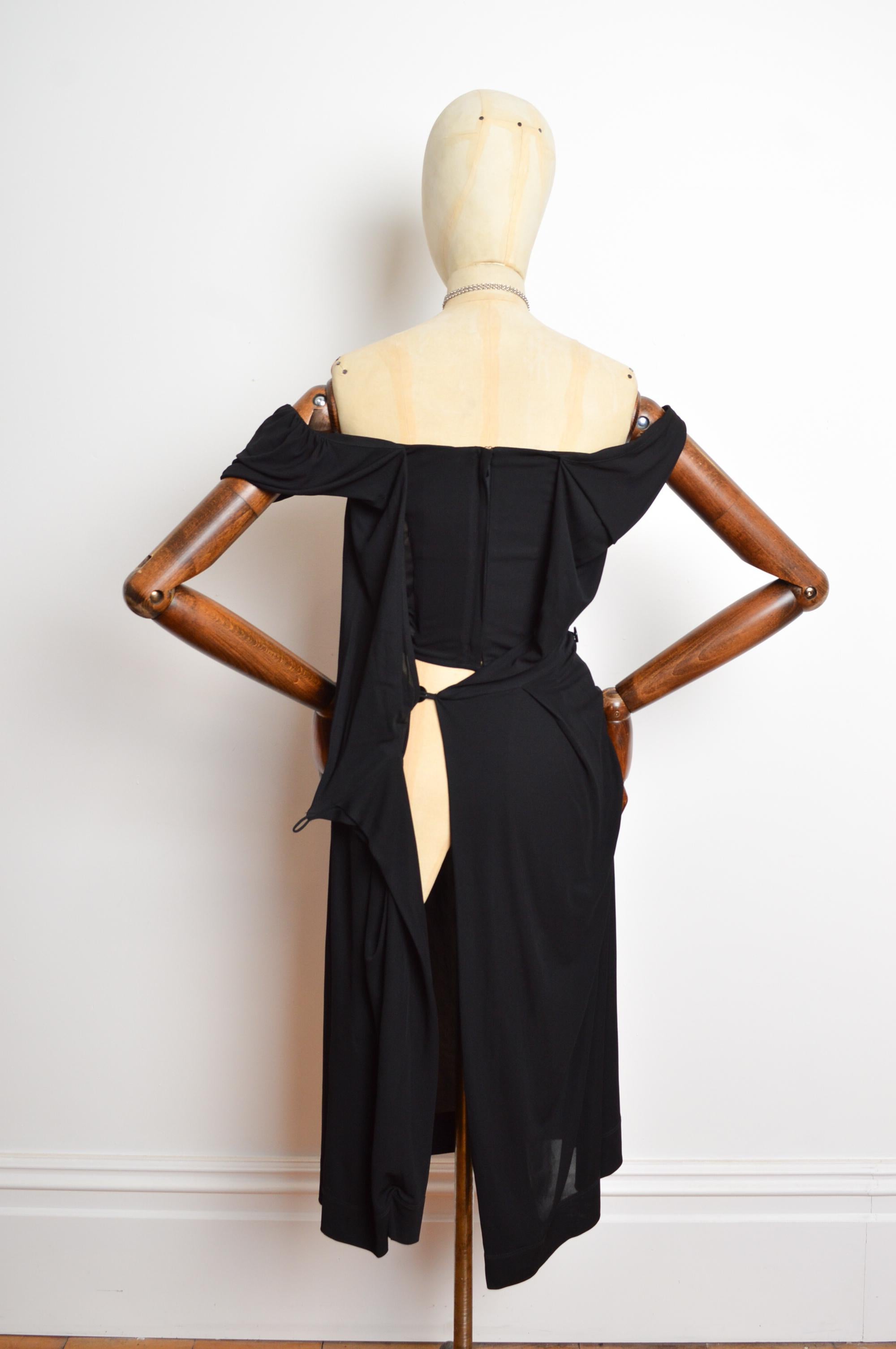 A/W 2008 Vivienne Westwood Black corset fitted structured cocktail dress 9