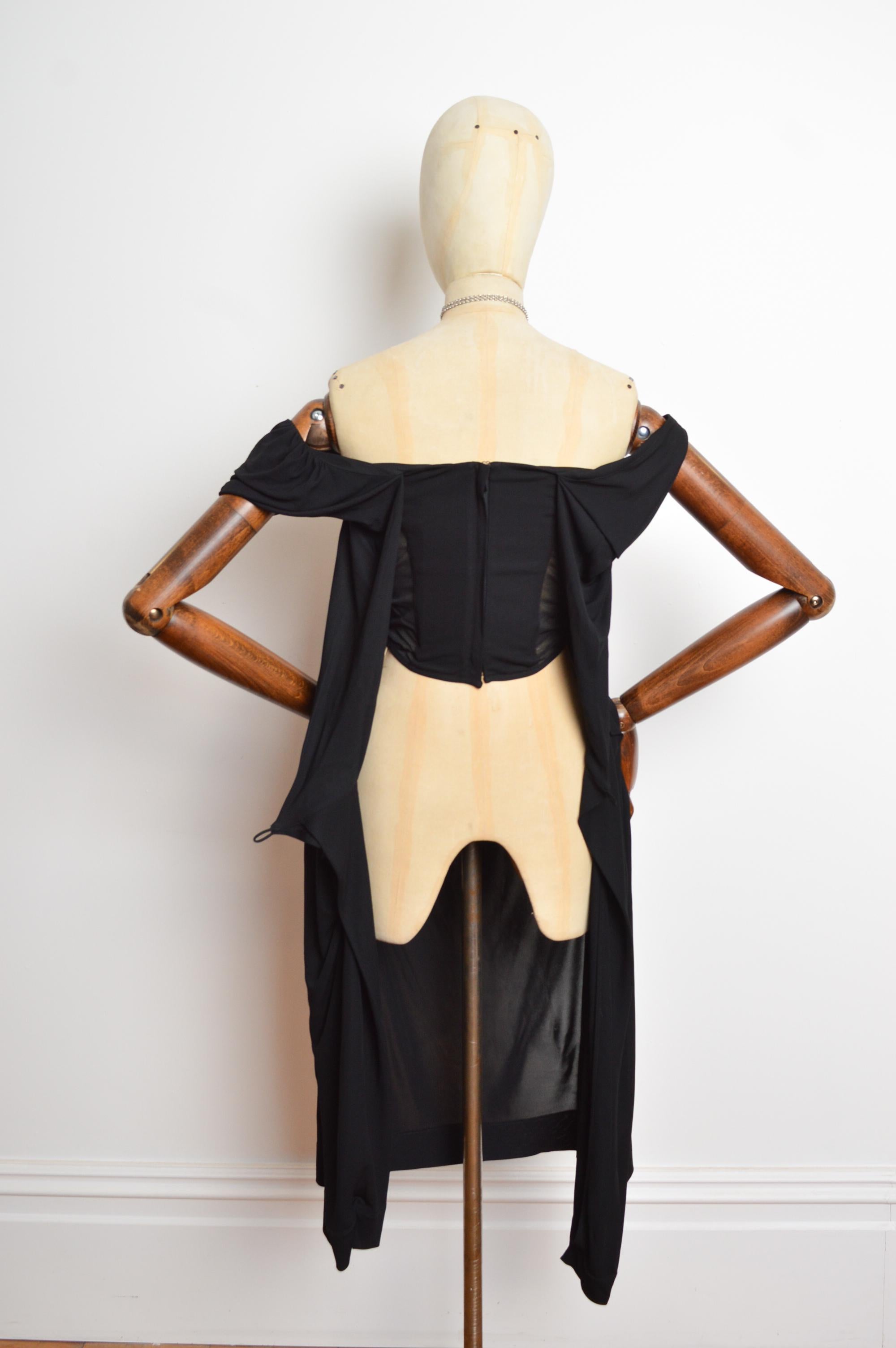 A/W 2008 Vivienne Westwood Black corset fitted structured cocktail dress 10