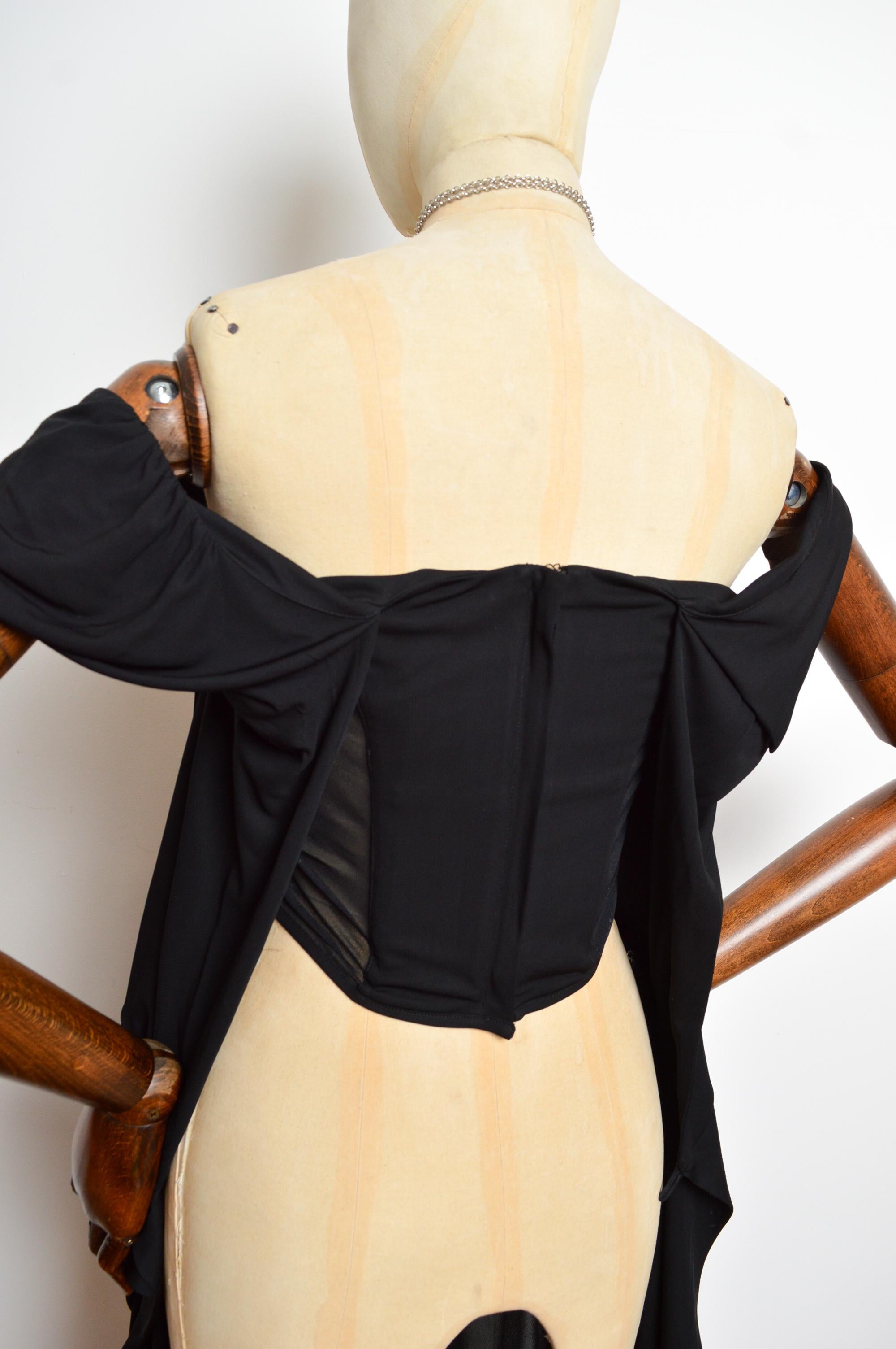 A/W 2008 Vivienne Westwood Black corset fitted structured cocktail dress 11