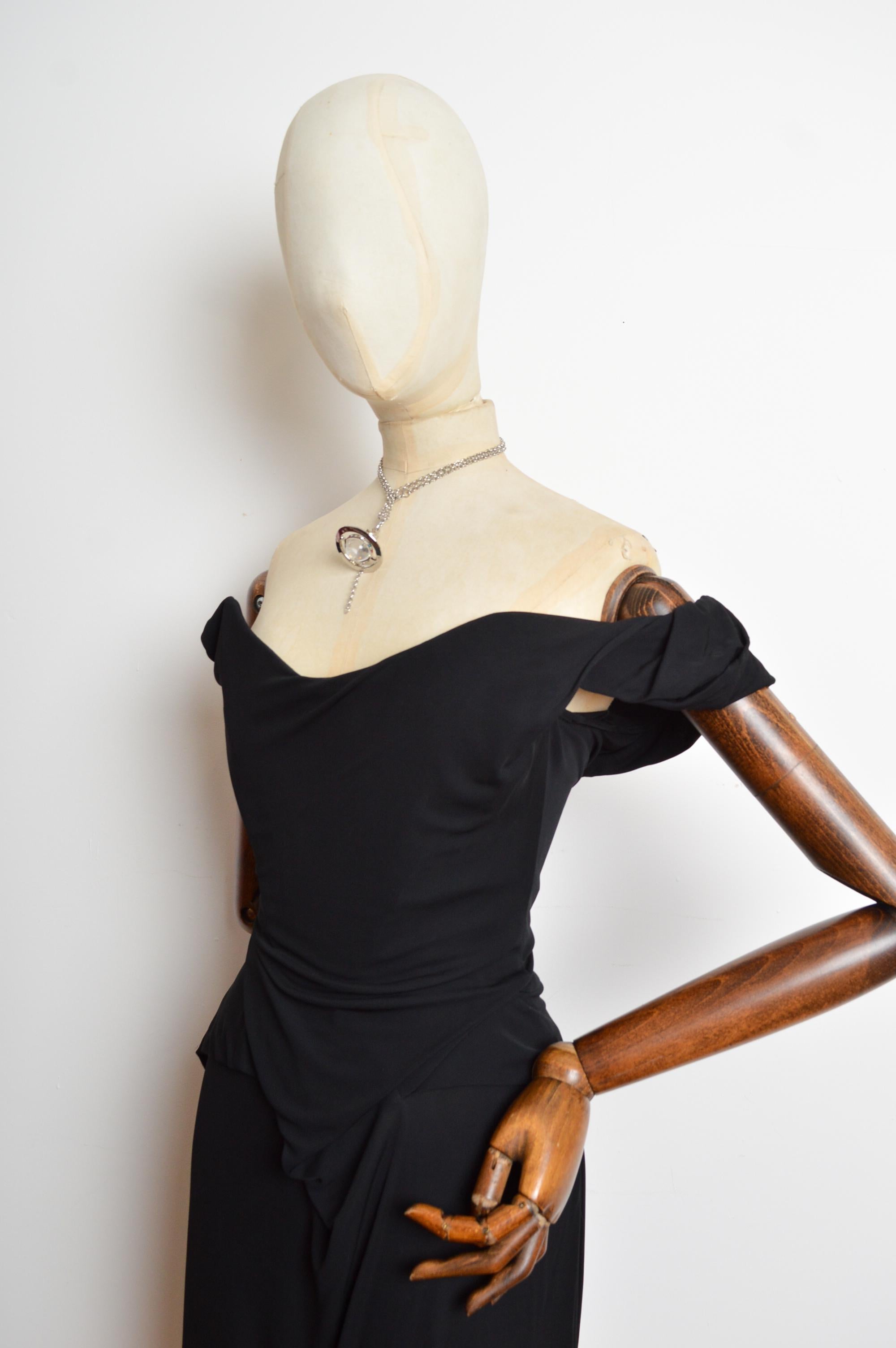 A/W 2008 Vivienne Westwood Black corset fitted structured cocktail dress 5