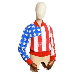 A/W 2009 ASHISH Hand Sequinned USA American Flag Stars & Stripes Bomber Jacket