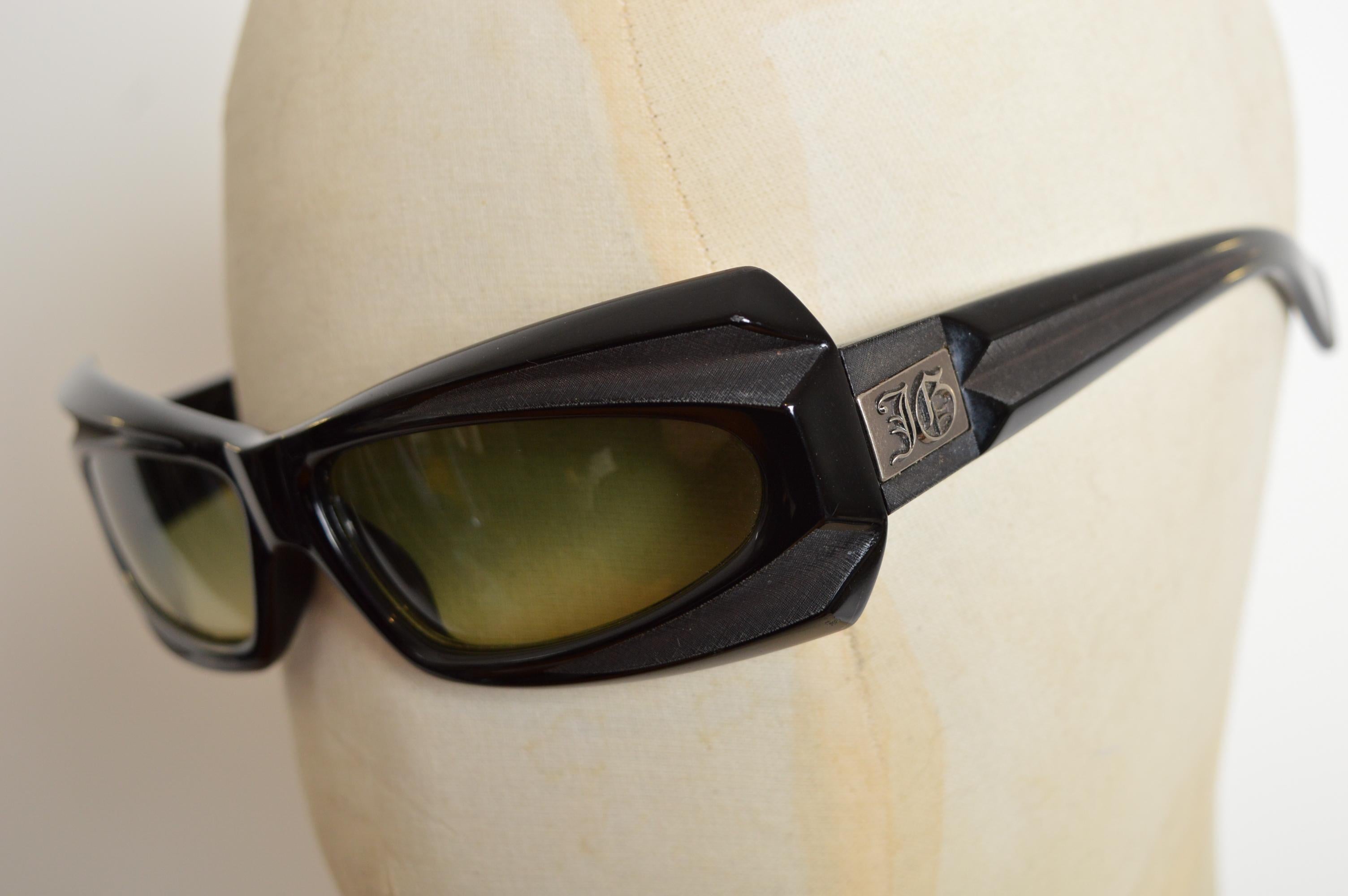 A/W 2010 John Galliano Gafas de sol rectangulares Avant Guard Black 2000 - Sombras en Bueno estado para la venta en Sheffield, GB