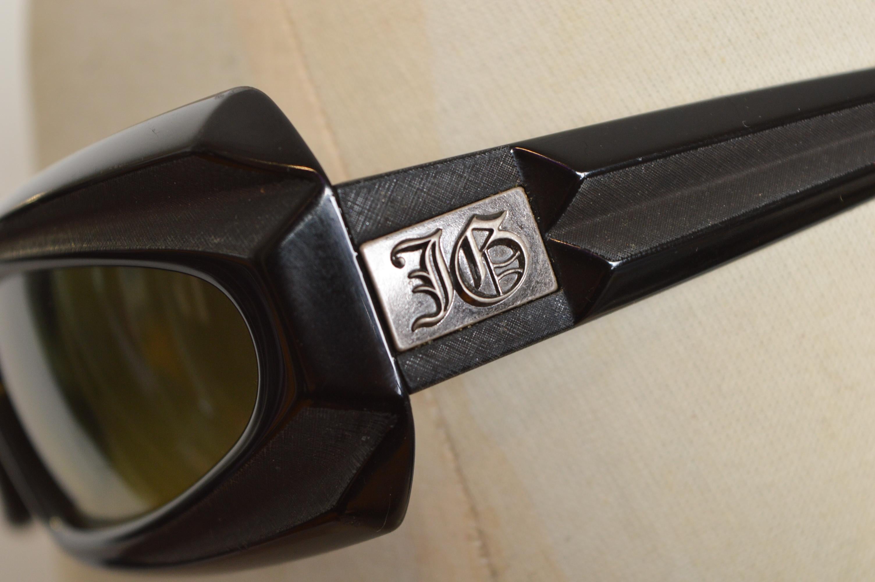 Femenino o masculino A/W 2010 John Galliano Gafas de sol rectangulares Avant Guard Black 2000 - Sombras en venta