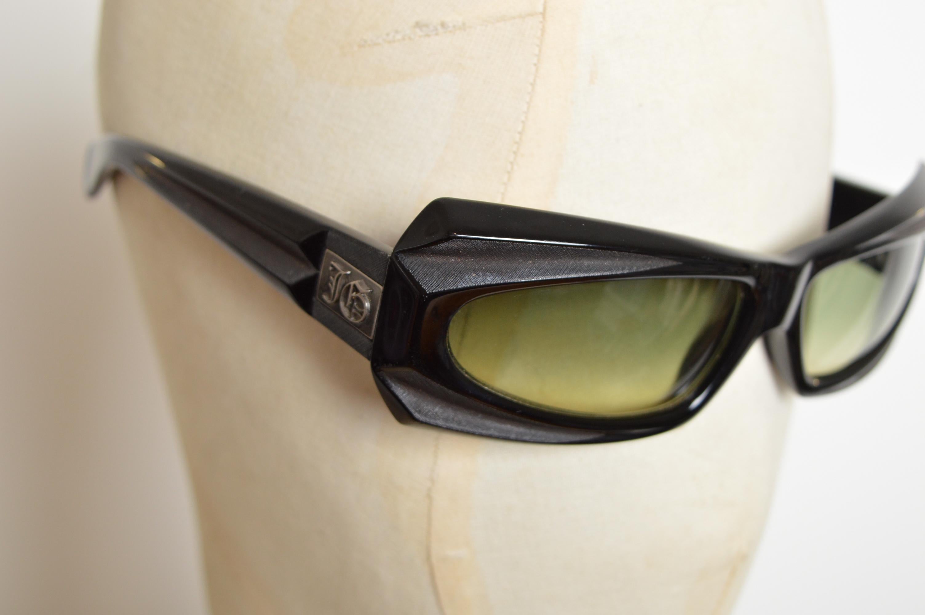 A/W 2010 John Galliano Gafas de sol rectangulares Avant Guard Black 2000 - Sombras en venta 3