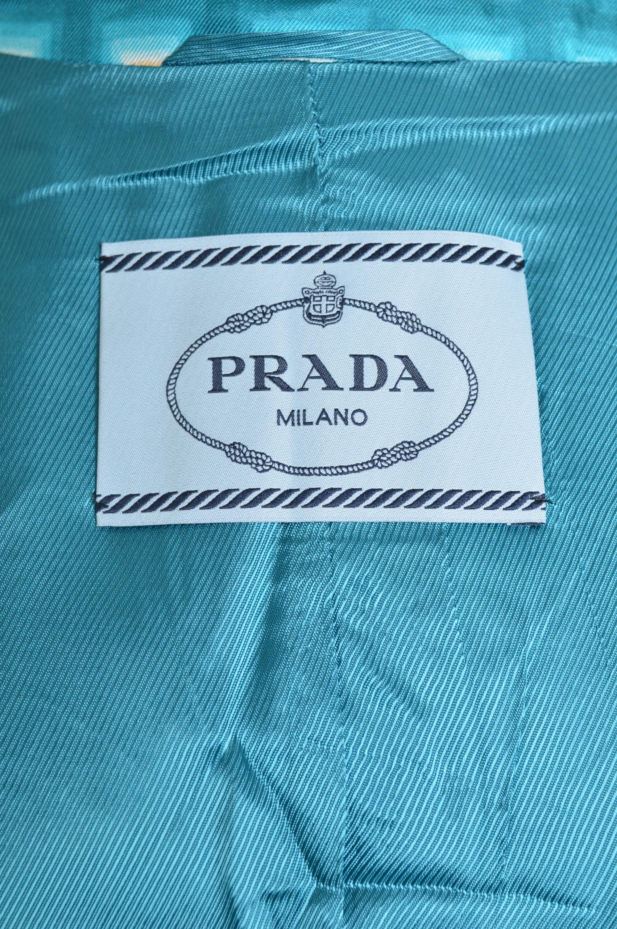 Blu A/I 2012 - 2013 PRADA Giacca Blazer in seta con stampa geometrica e psichedelica, gonna Abito in vendita