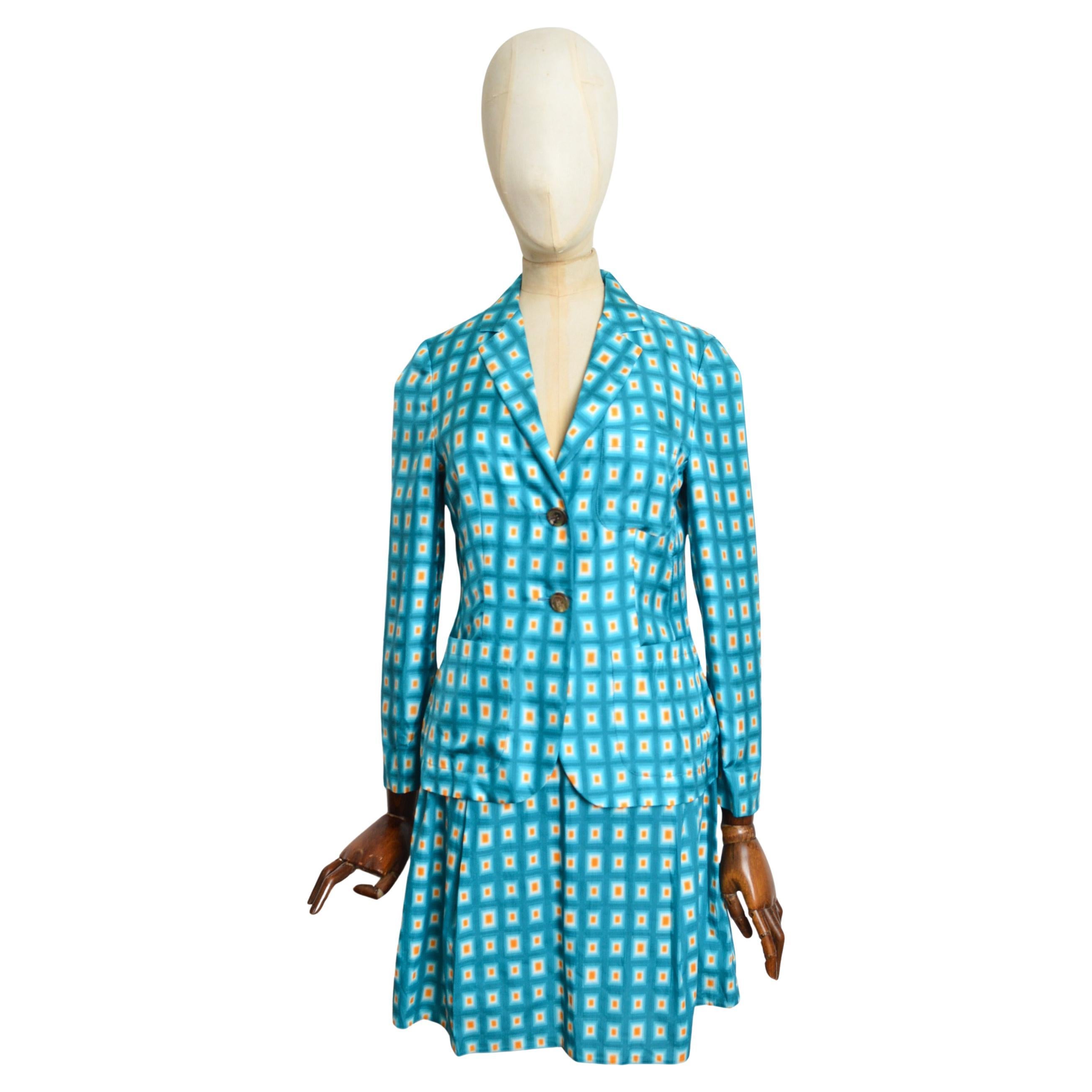 A/W 2012 - 2013 PRADA Geometric Psychedelic print Silk Blazer Jacket skirt Suit.