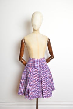 A/W 2013 PRADA checked gingham Check plaid Full Circle skirt in red white & blue