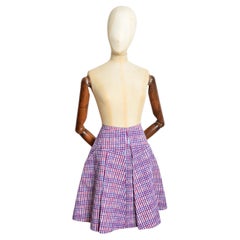 A/W 2013 PRADA falda de cuadros a cuadros Full Circle en rojo blanco y azul