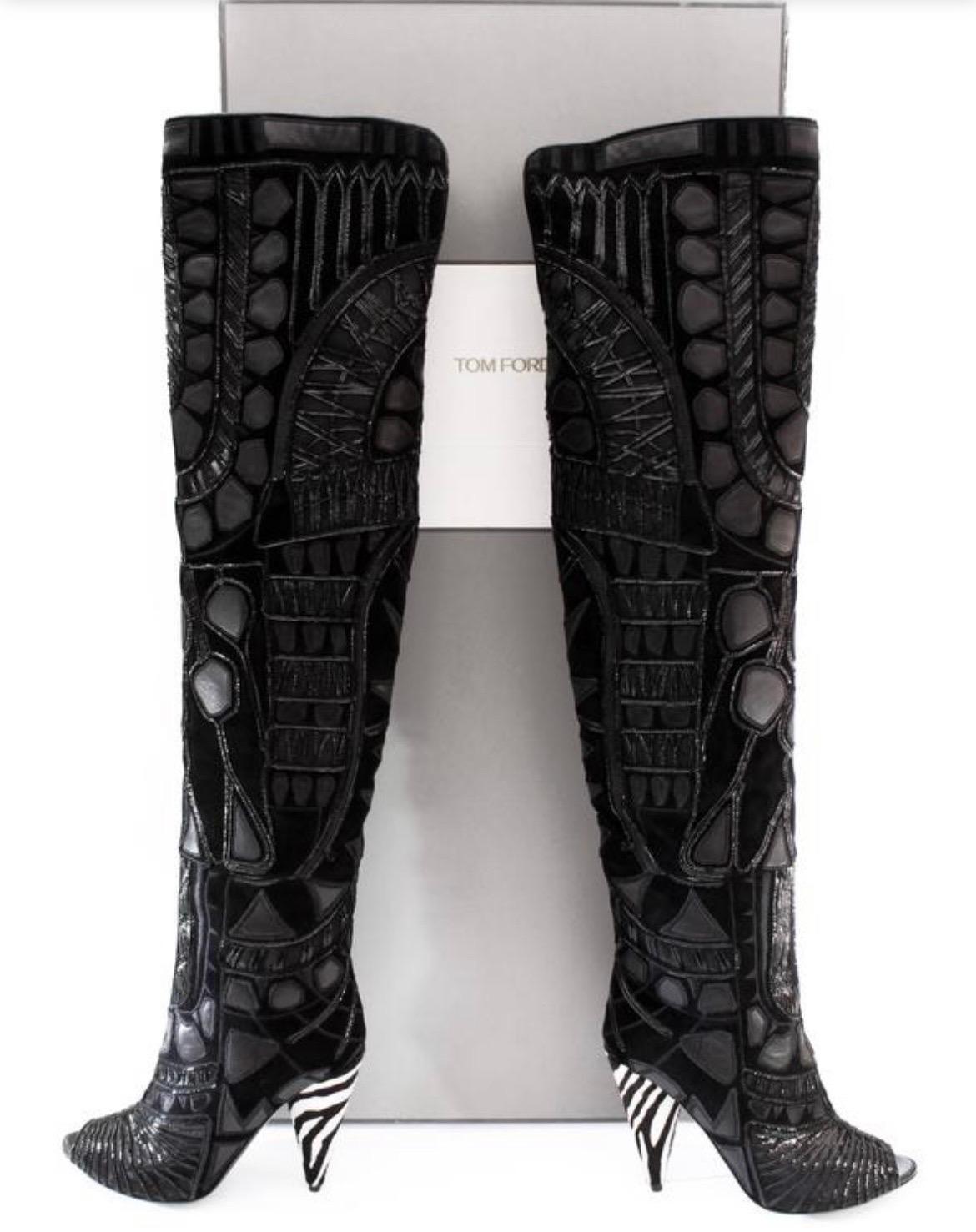 A/W 2013 Rare Tom Ford Black Over-the-Knee Boots 37.5, 38 NWT For Sale 2