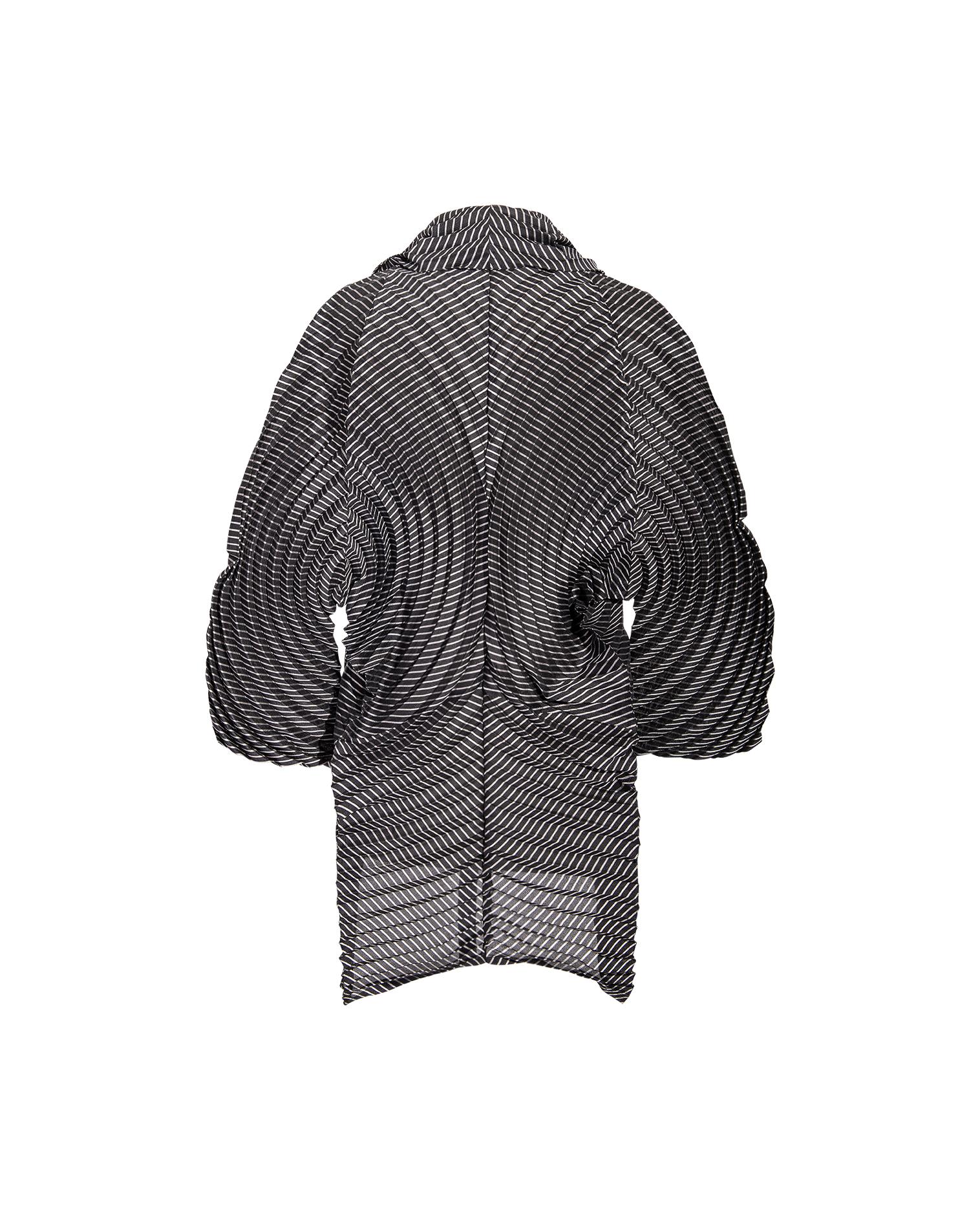 Women's A/W 2014 Issey Miyake Gray and Black Sculptural Spiral Pleated Cardigan