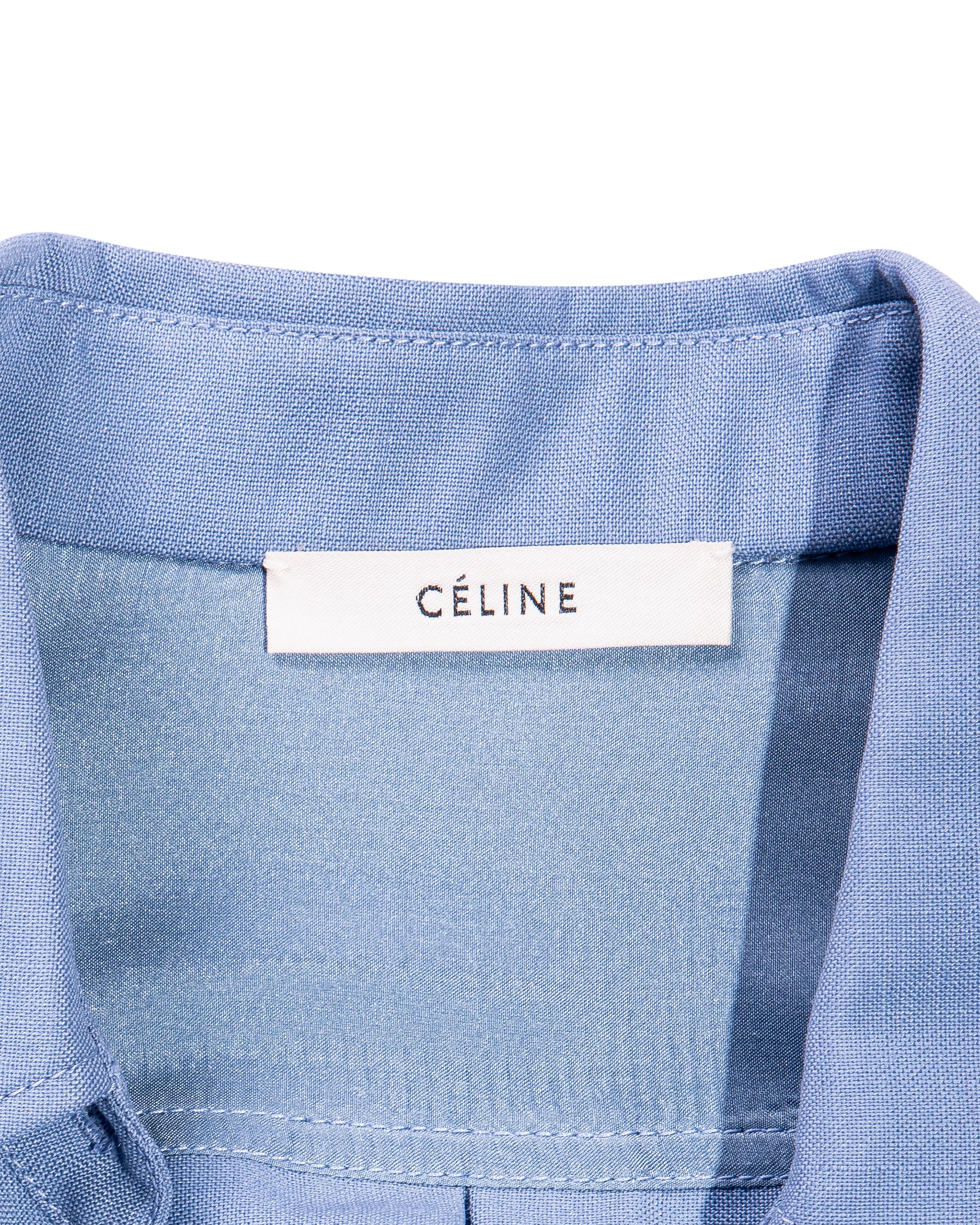 A/W 2017 Céline by Phoebe Philo Button-Up Light Blue Shirt Dress For Sale 8
