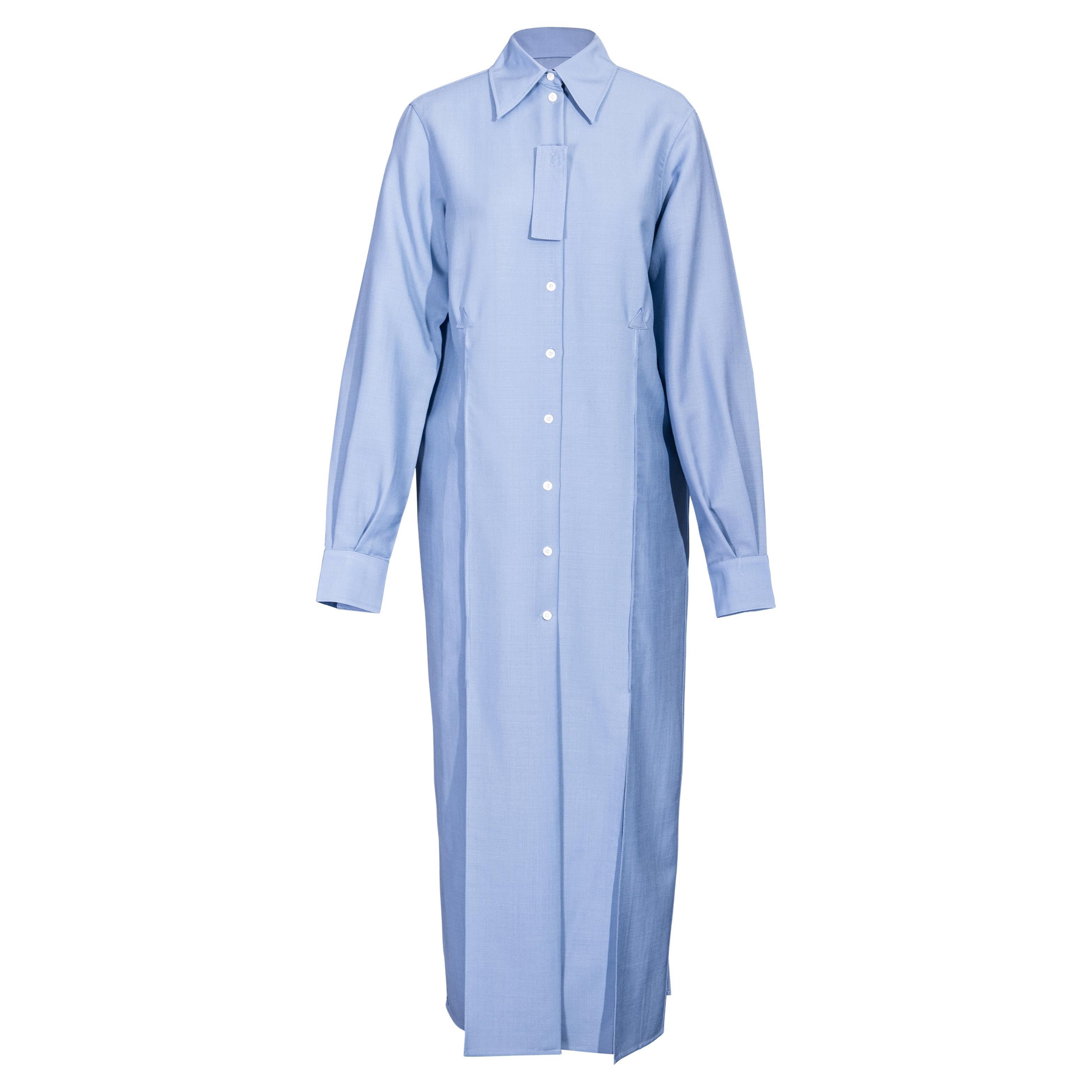A/W 2017 Céline by Phoebe Philo Button-Up Light Blue Shirt Dress For Sale