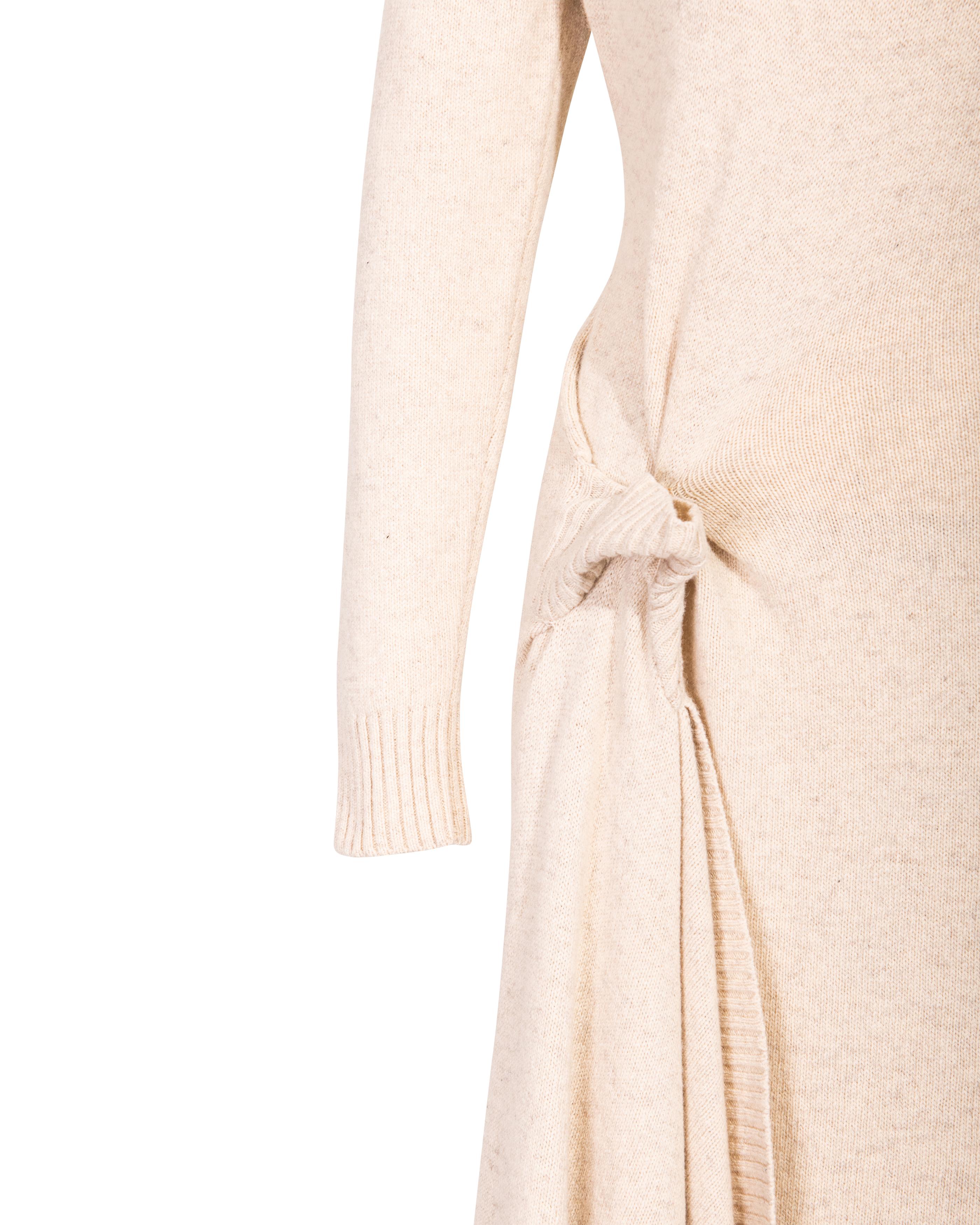 A/W 2018 Old Céline by Phoebe Philo Cream Knit Wool Blend Midi Dress In Excellent Condition In North Hollywood, CA