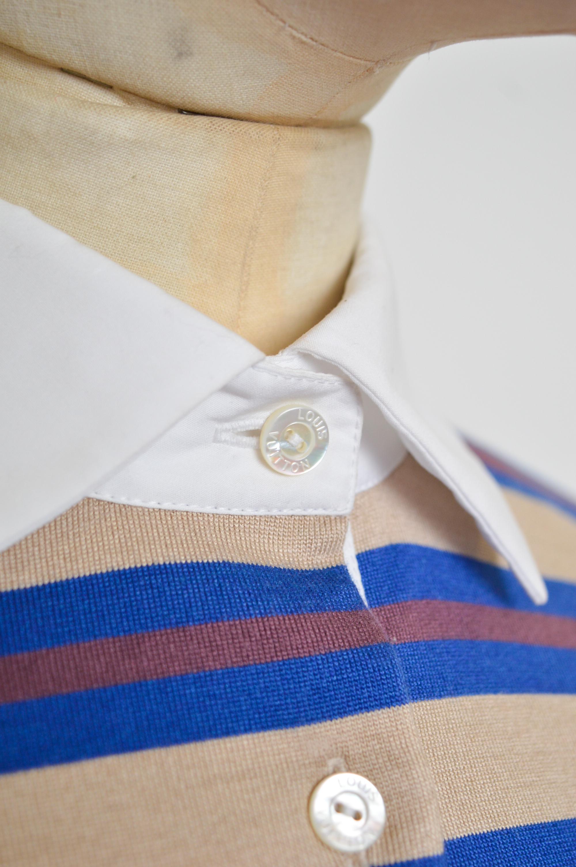 A/W 2022 Runway sample LOUIS VUITTON Striped Knit Polo Sweater - Rugby Shirt For Sale 4
