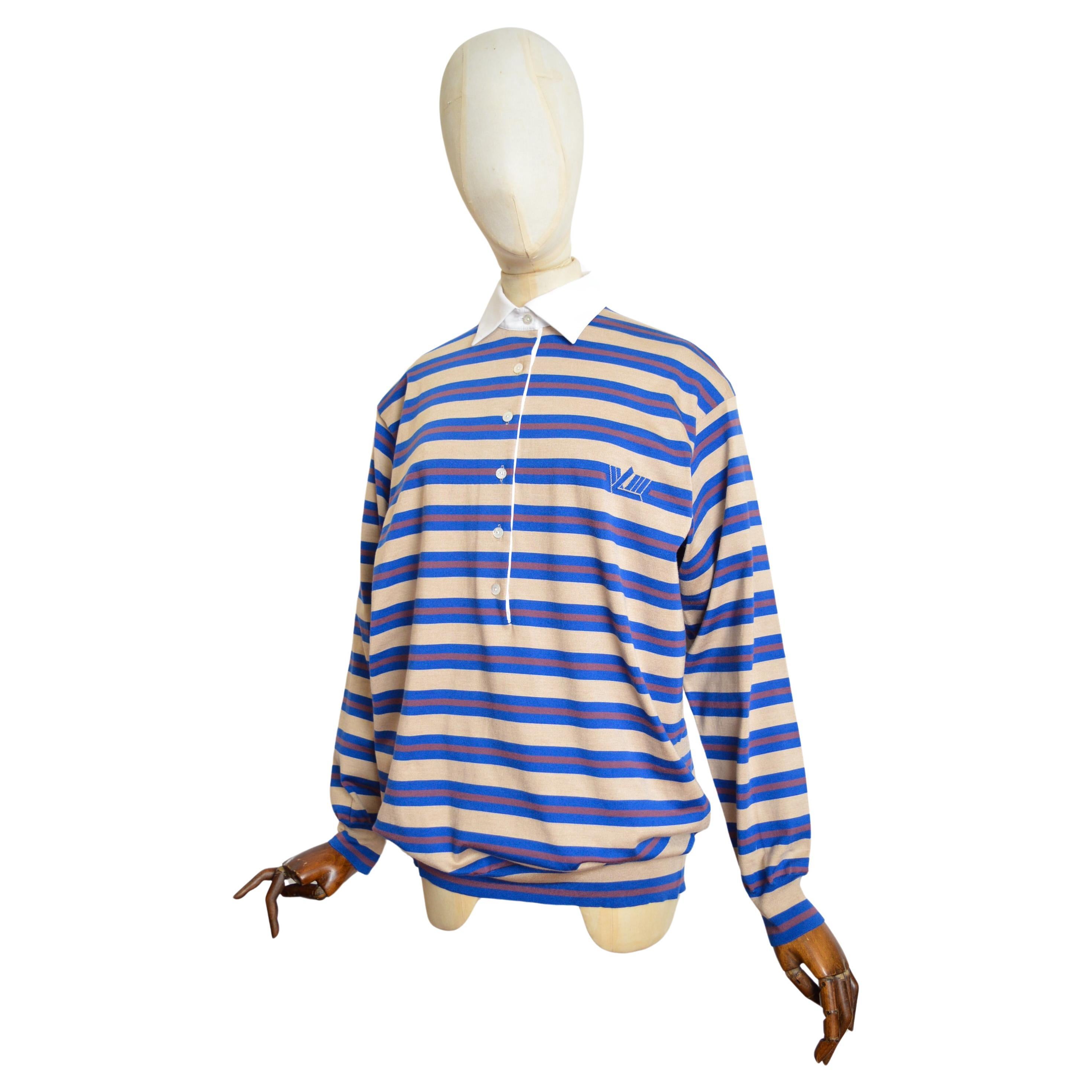 A/W 2022 Runway sample LOUIS VUITTON Striped Knit Polo Sweater - Rugby Shirt For Sale