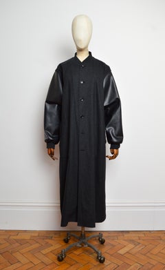 A/W 2023 COMME des GARÇONS Full Length Wool & PVC Black Bomber Trench Coat