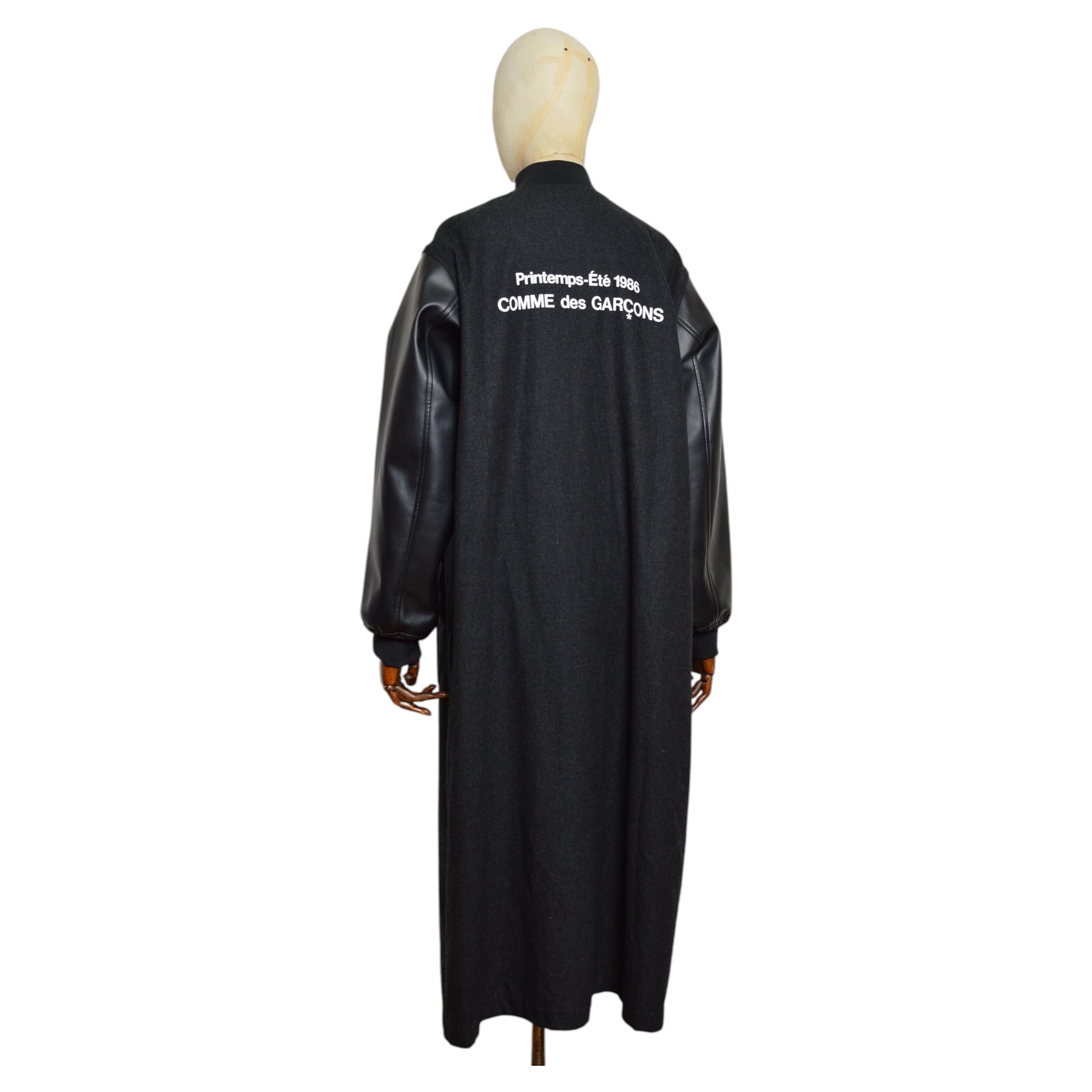 Pre-owned Comme Des Garçons A/w 2023  Full Length Wool & Pvc Black Bomber Trench Coat