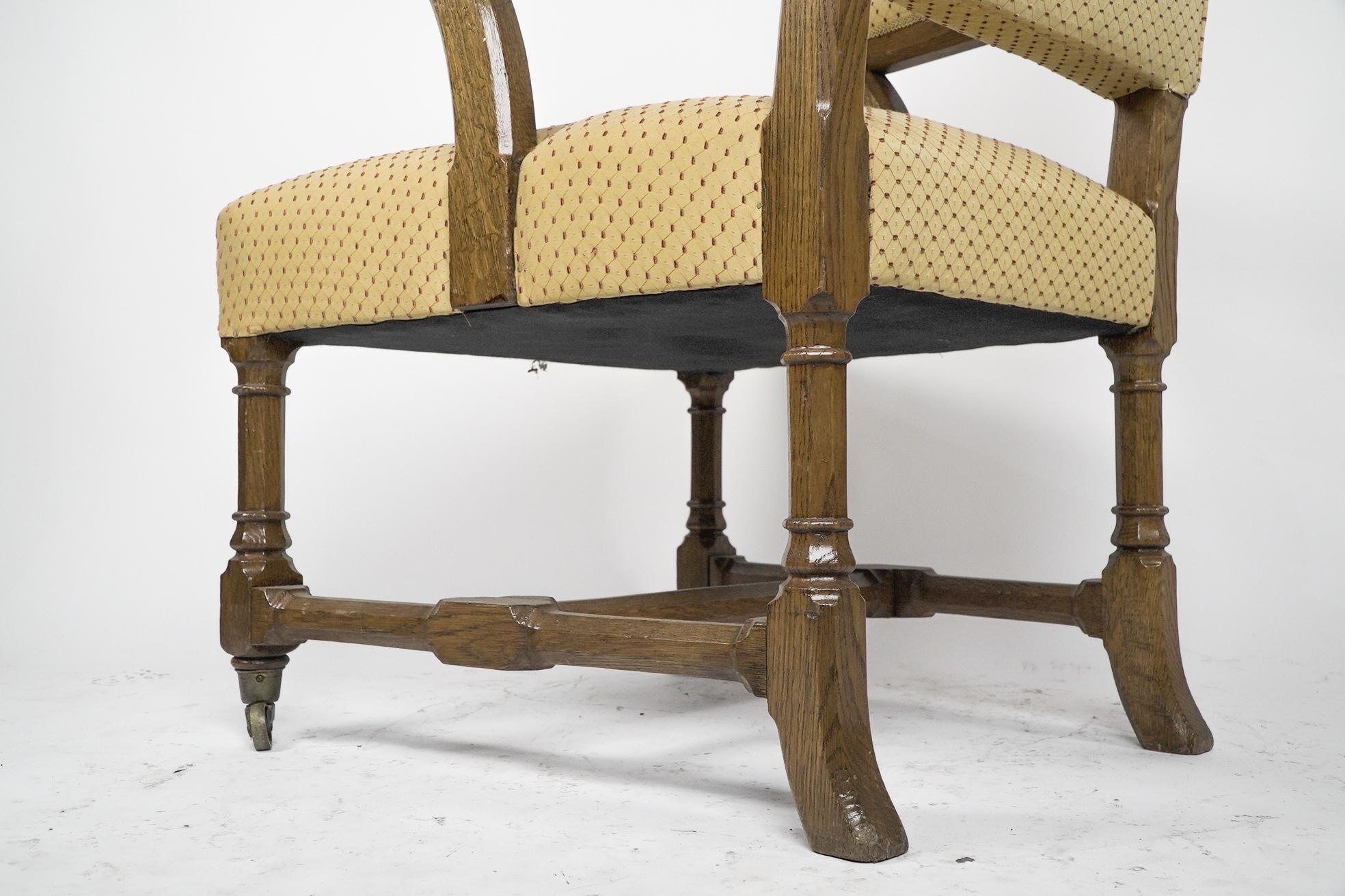 A W N Pugin Gothic Revival oak armchair by Gillows of Lancaster or Holland & Son For Sale 3