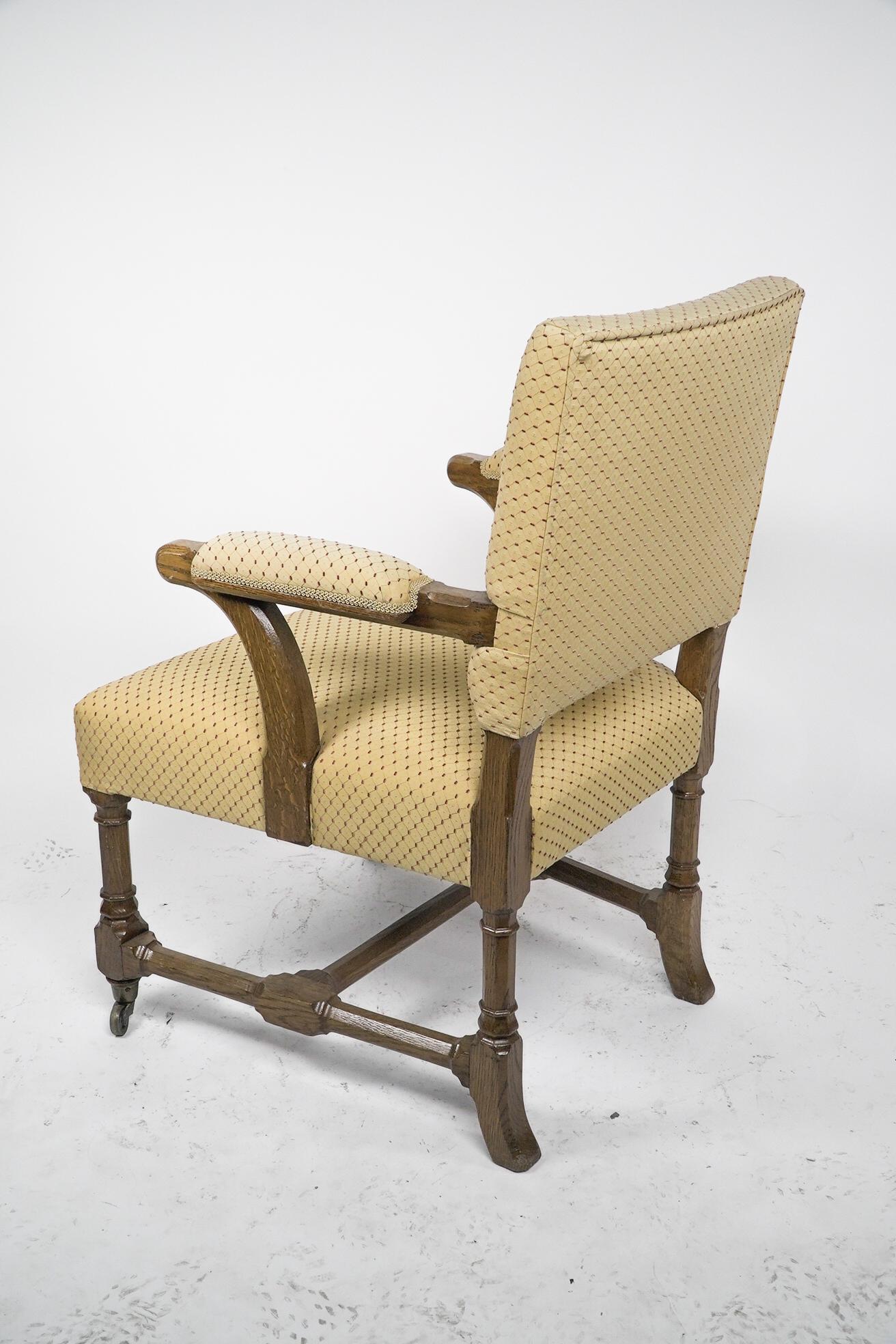 English A W N Pugin Gothic Revival oak armchair by Gillows of Lancaster or Holland & Son For Sale