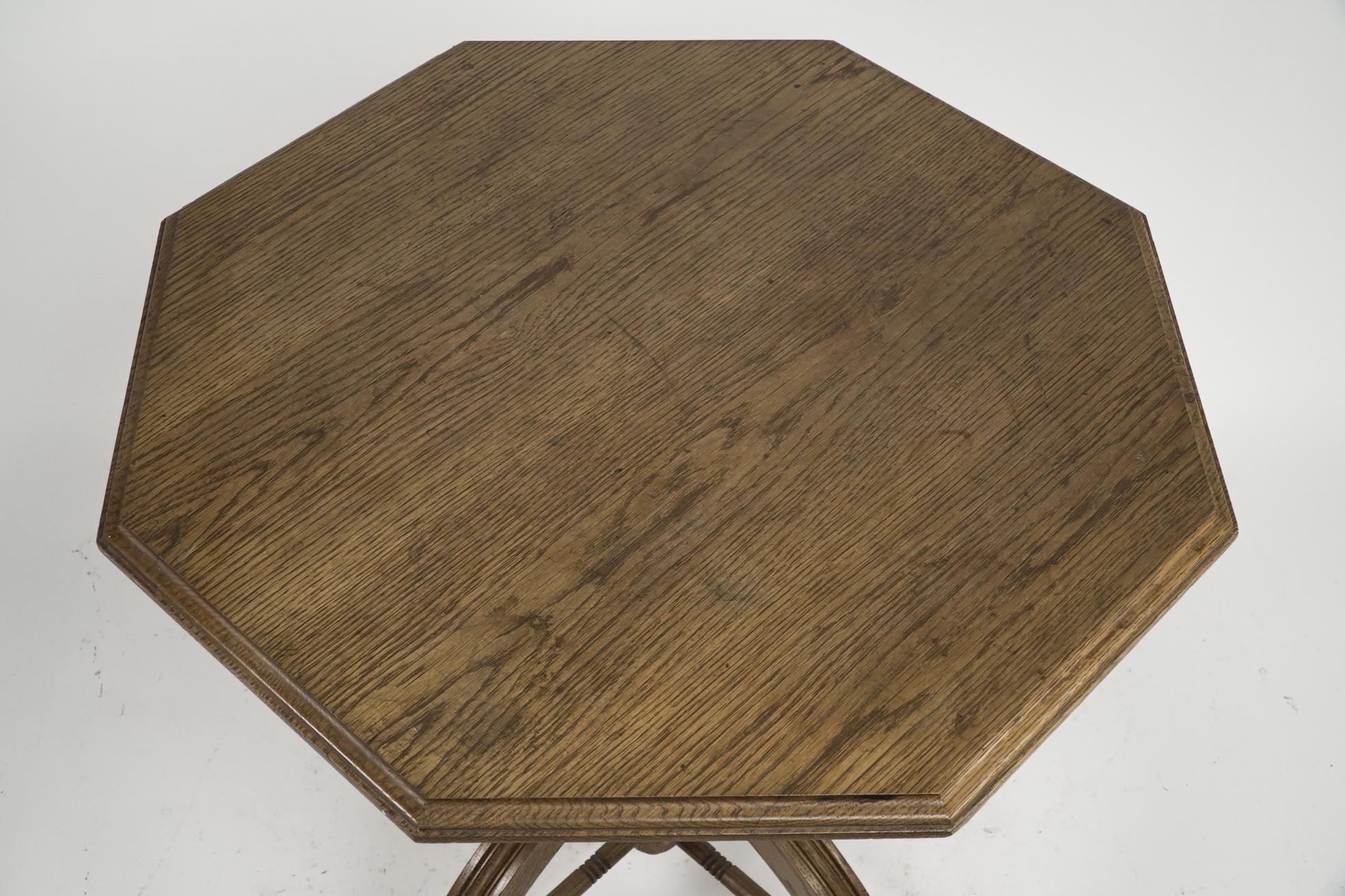 English A W N Pugin. A modern craftsman made Gothic Revival oak octagonal centre table For Sale
