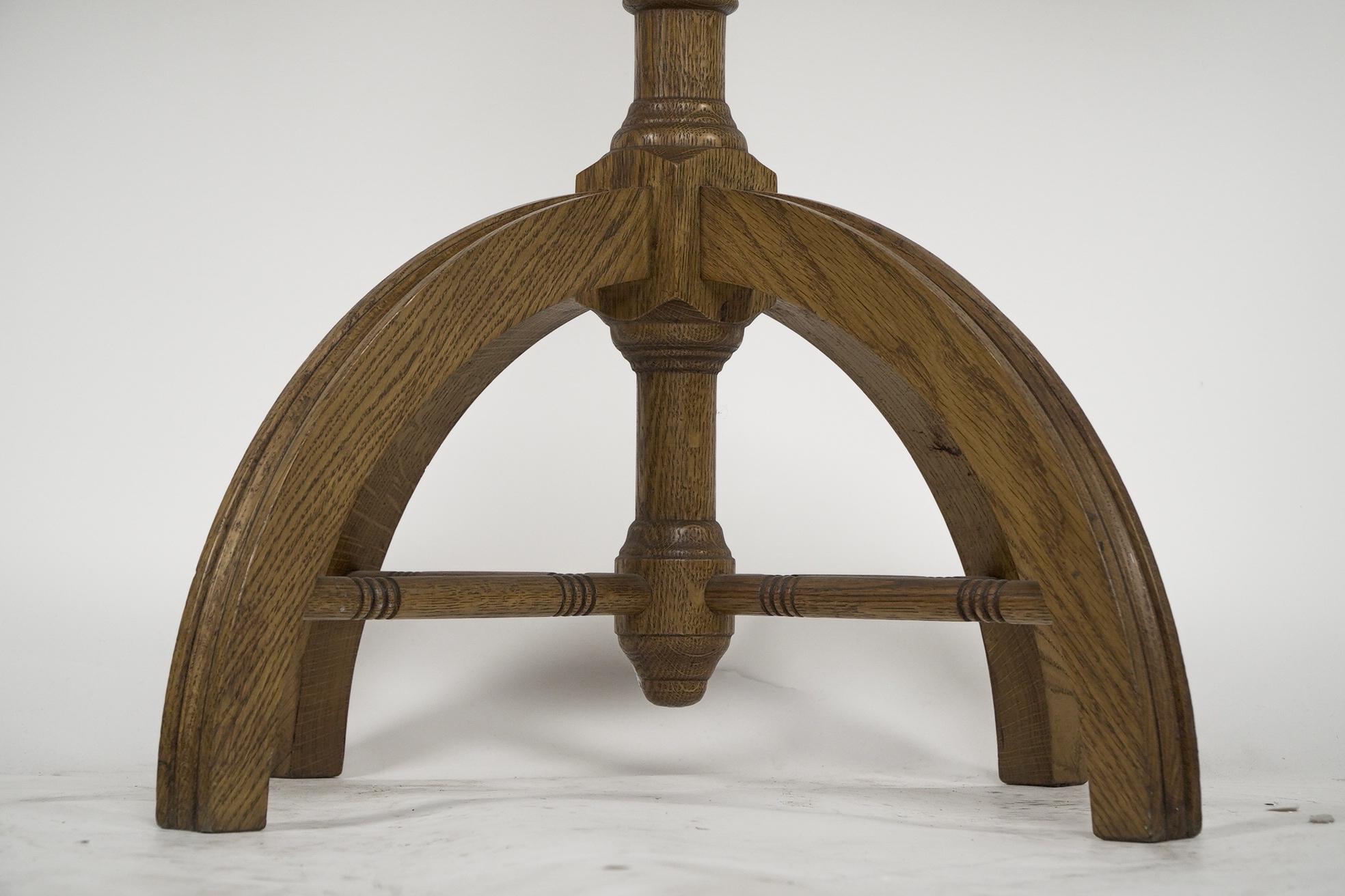 A W N Pugin. A modern craftsman made Gothic Revival oak octagonal centre table For Sale 1