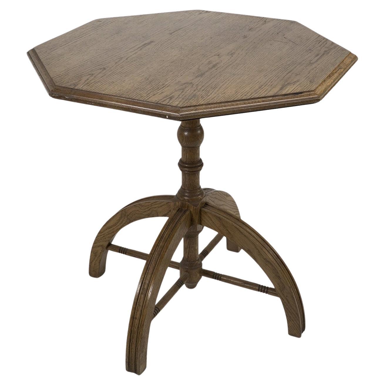 A W N Pugin. A modern craftsman made Gothic Revival oak octagonal centre table For Sale