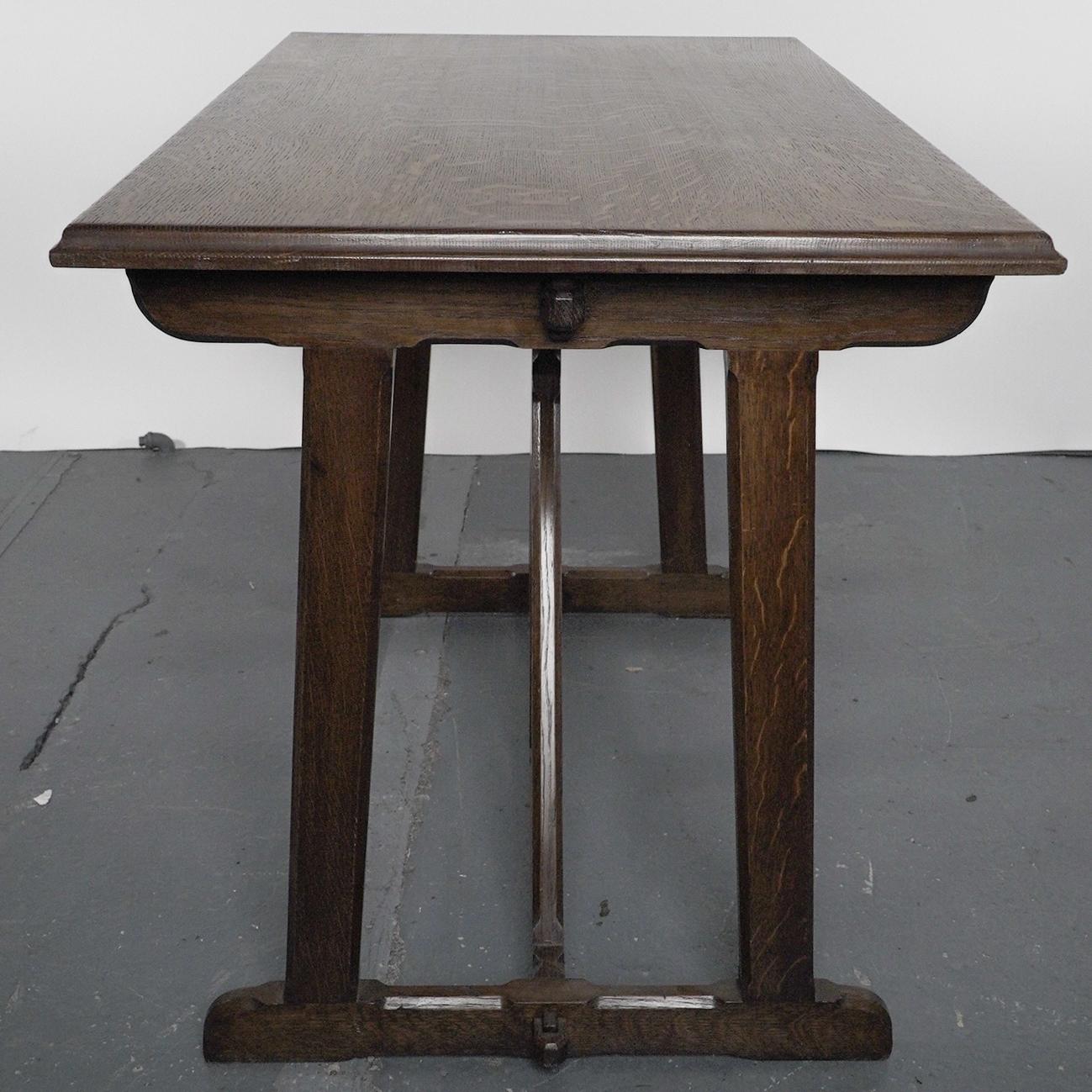 Oak A W N Pugin, after a design by. A late 20th Century Gothic Revival oak table For Sale