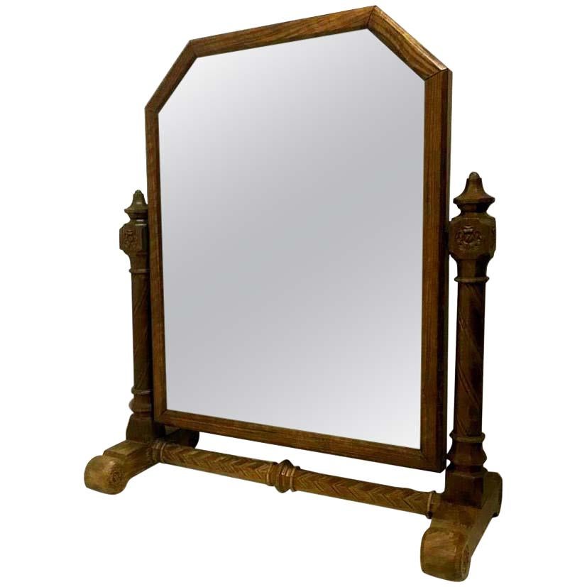 A W N Pugin. Made by John Webb attr. A Gothic Revival Oak Dressing Table Mirror.