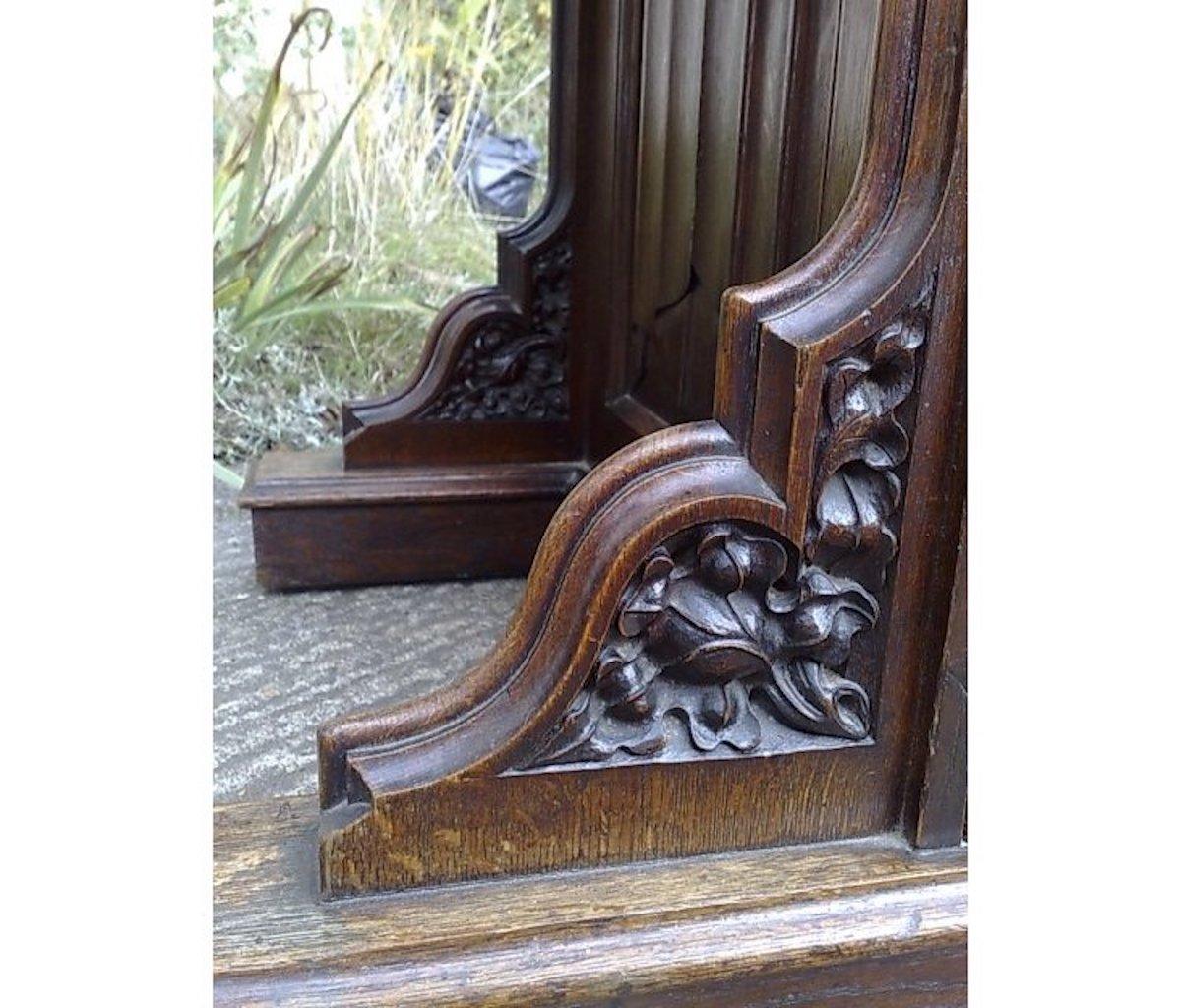 A W N Pugin Attri, Gothic Revival Oak Davenport with Linenfold & Floral Carving For Sale 11