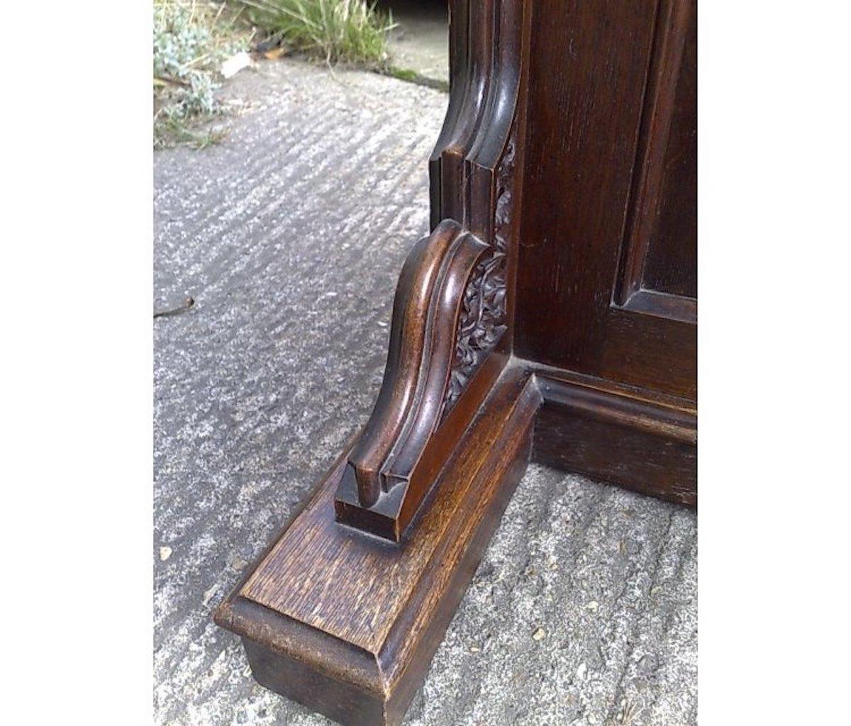 A W N Pugin Attri, Gothic Revival Oak Davenport with Linenfold & Floral Carving For Sale 13