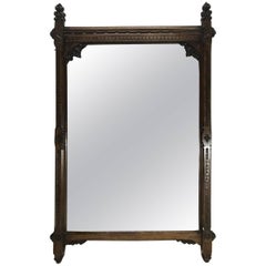 A W N Pugin Attributed, Gothic Revival Carved Oak Wall or Pier Mirror