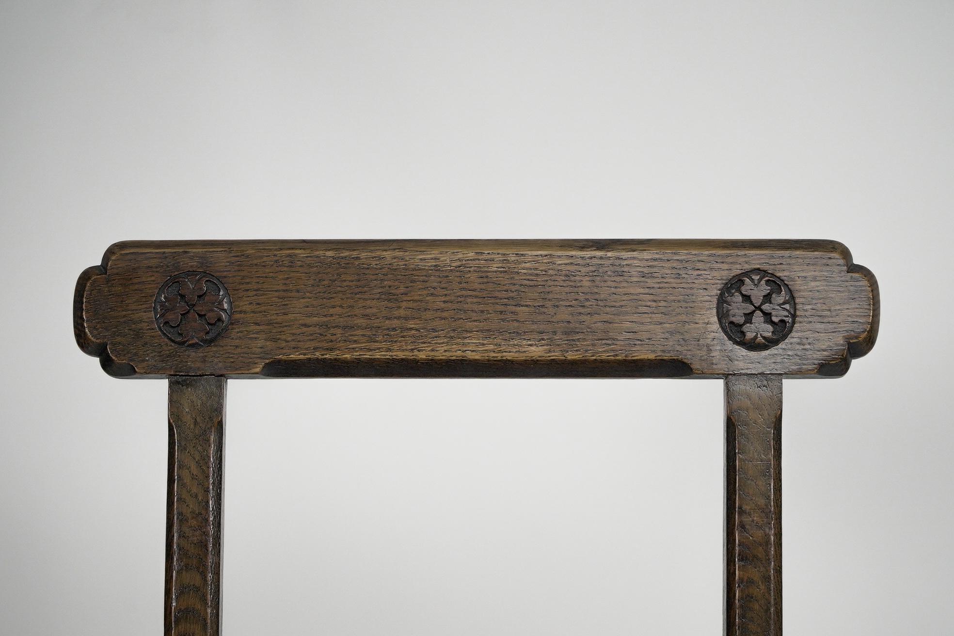 A W N Pugin attributed, made by Gillows of Lancaster. A Gothic Revival oak side  For Sale 2