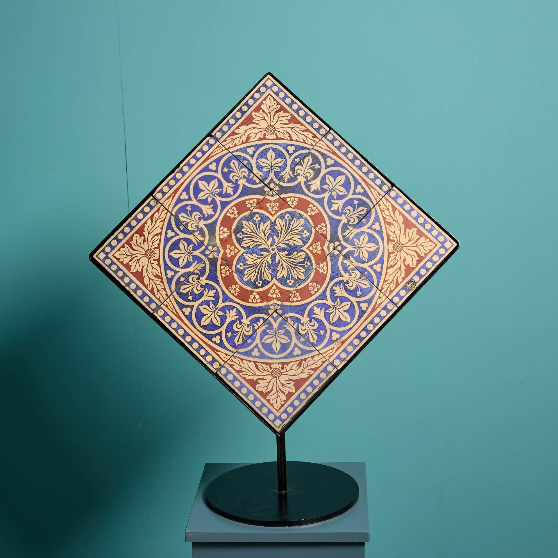English A. W. N. Pugin Encaustic Tile Panel by Minton & Co For Sale