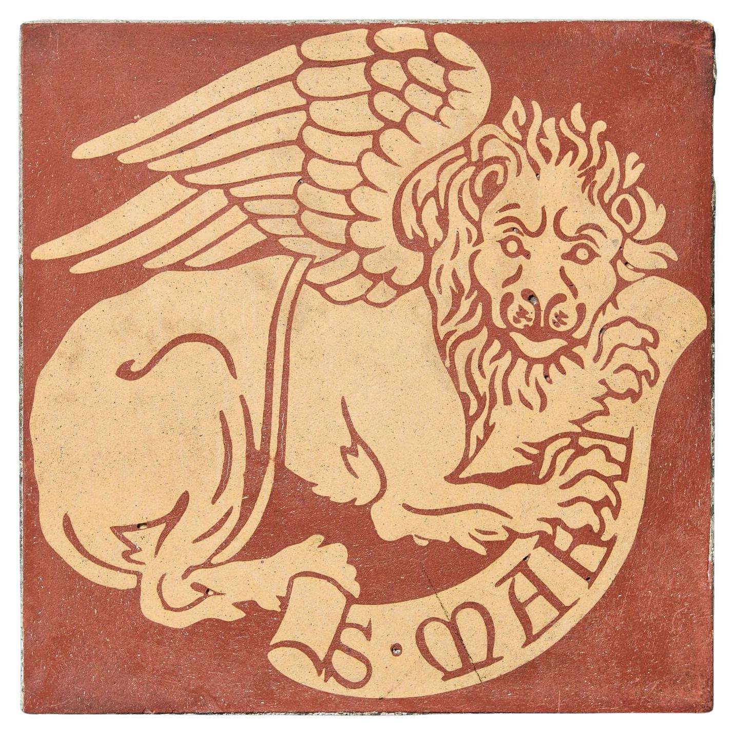 A. W. N. Pugin 'Leone di San Marco', piastrella ad encausto da 6 pollici di Minton in vendita