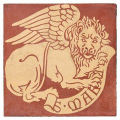A. W. N. Pugin 'León de San Marcos' Azulejo encáustico de 6 pulgadas de Minton