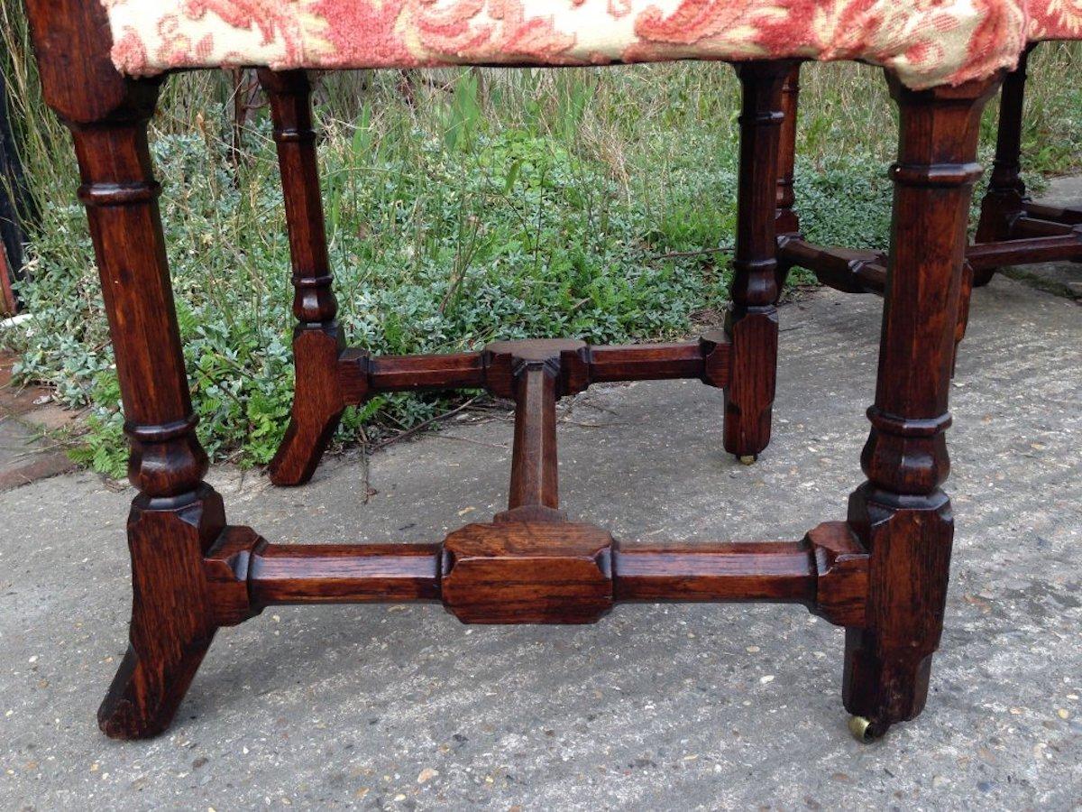 19th Century A W N Pugin, Stamped Gillows, a Set of Four Gothic Revival Oak Dining Chairs For Sale