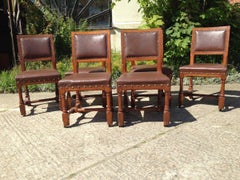 A W N Pugin, Stamped Gillows, a Set of Six Gothic Revival Oak Dining Chairs