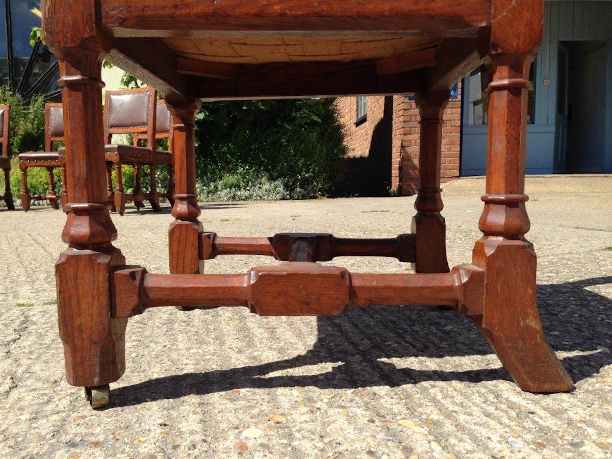 Hand-Crafted A W N Pugin, Stamped Gillows, a Set of Six Gothic Revival Oak Dining Chairs